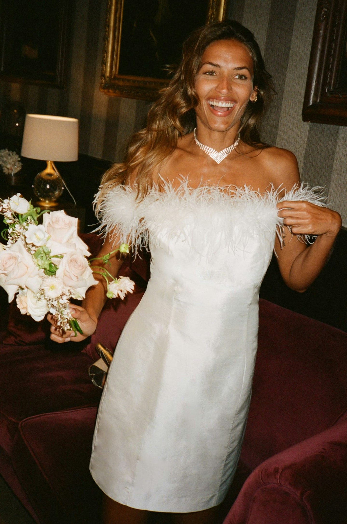 best high street wedding dresses  RIXO, Feather Trim Mini Dress, £600