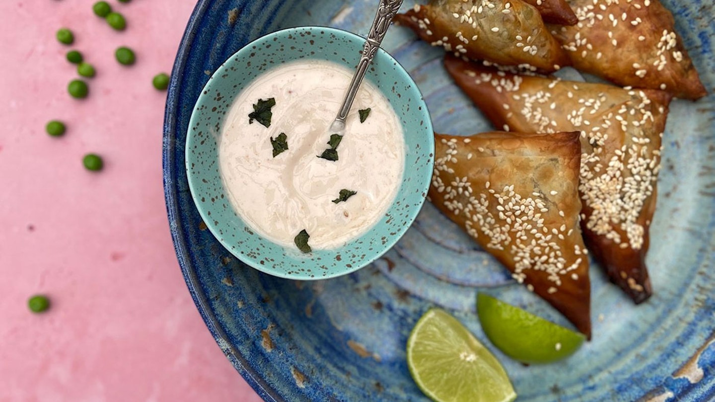 Easy pea and spinach samosas