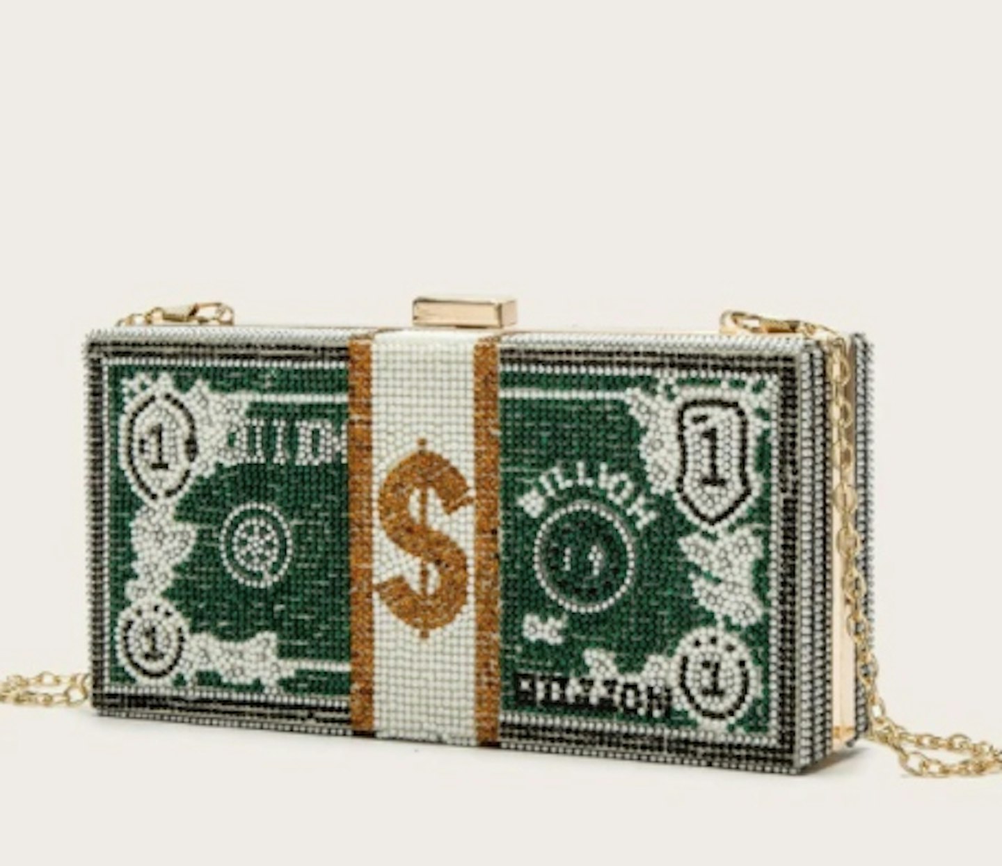 SHEIN Rhinestone Decor Dollar Graphic Box Bag