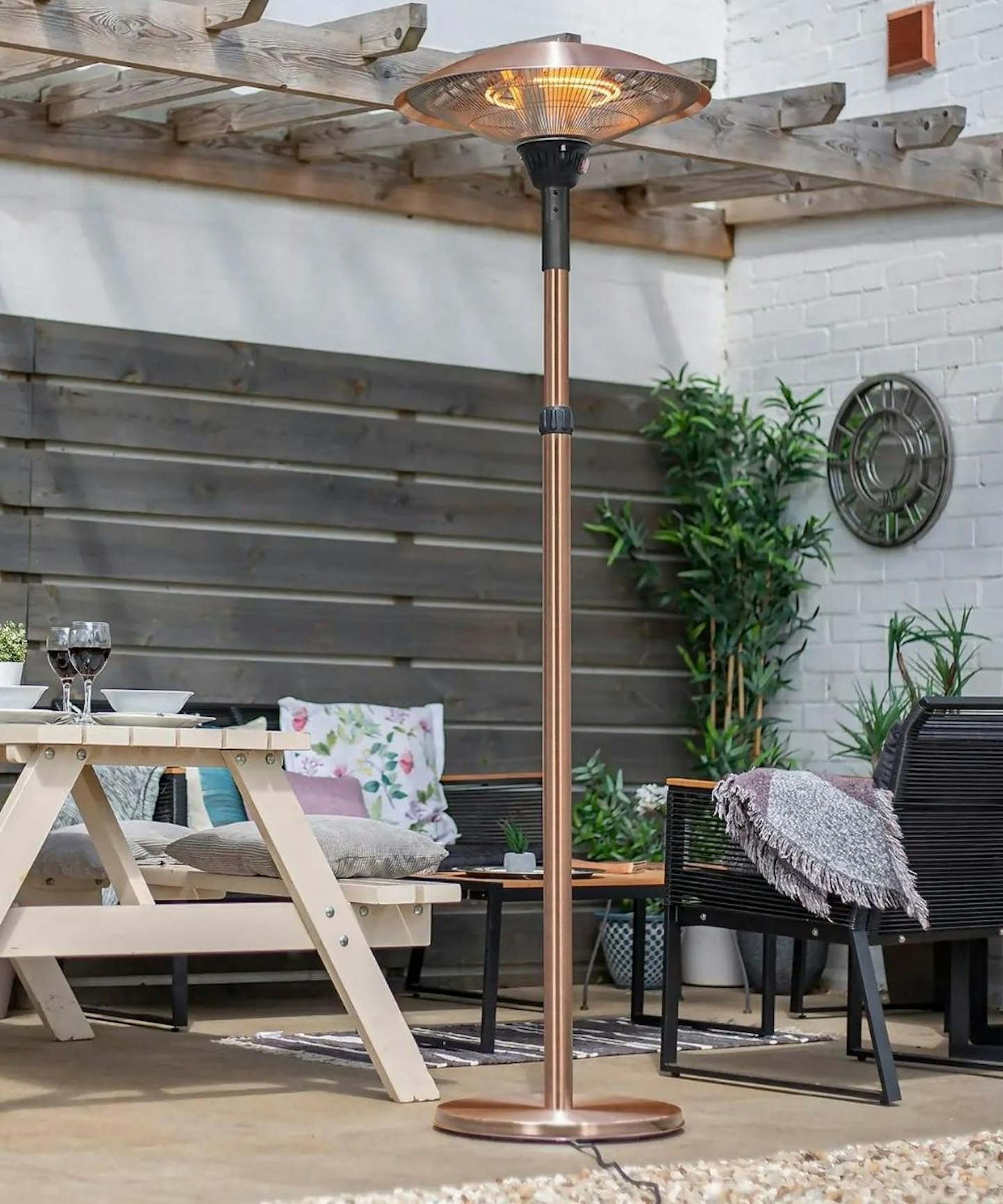 Copper Electric Freestanding Adjustable Patio Heater, £235