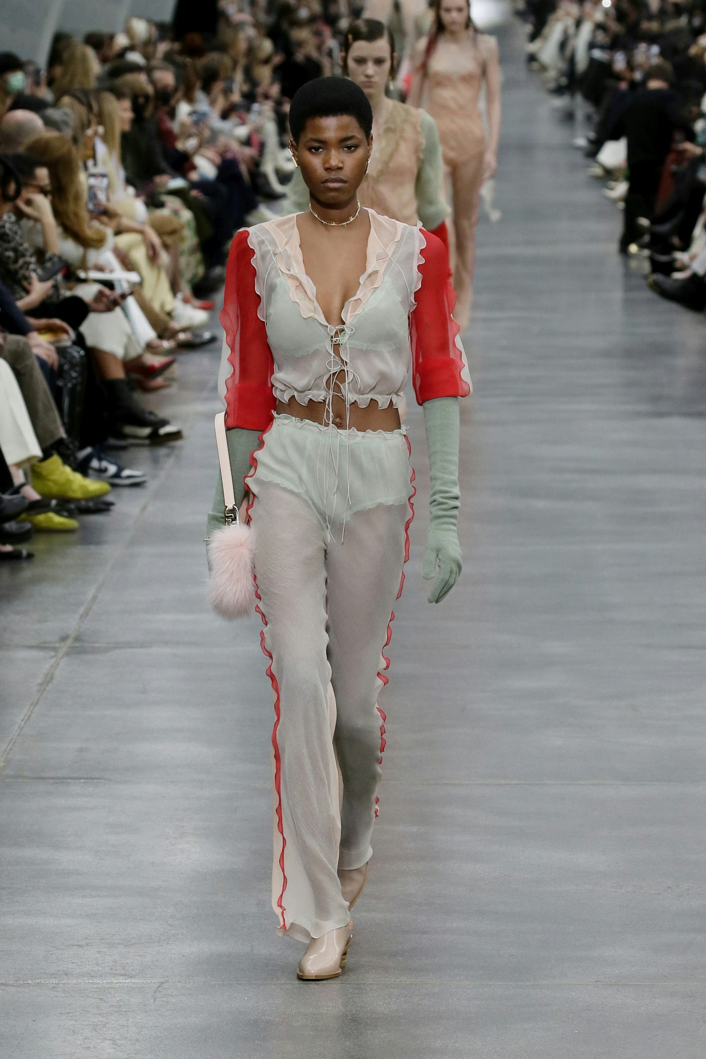 A model on the catwalk at Fendi