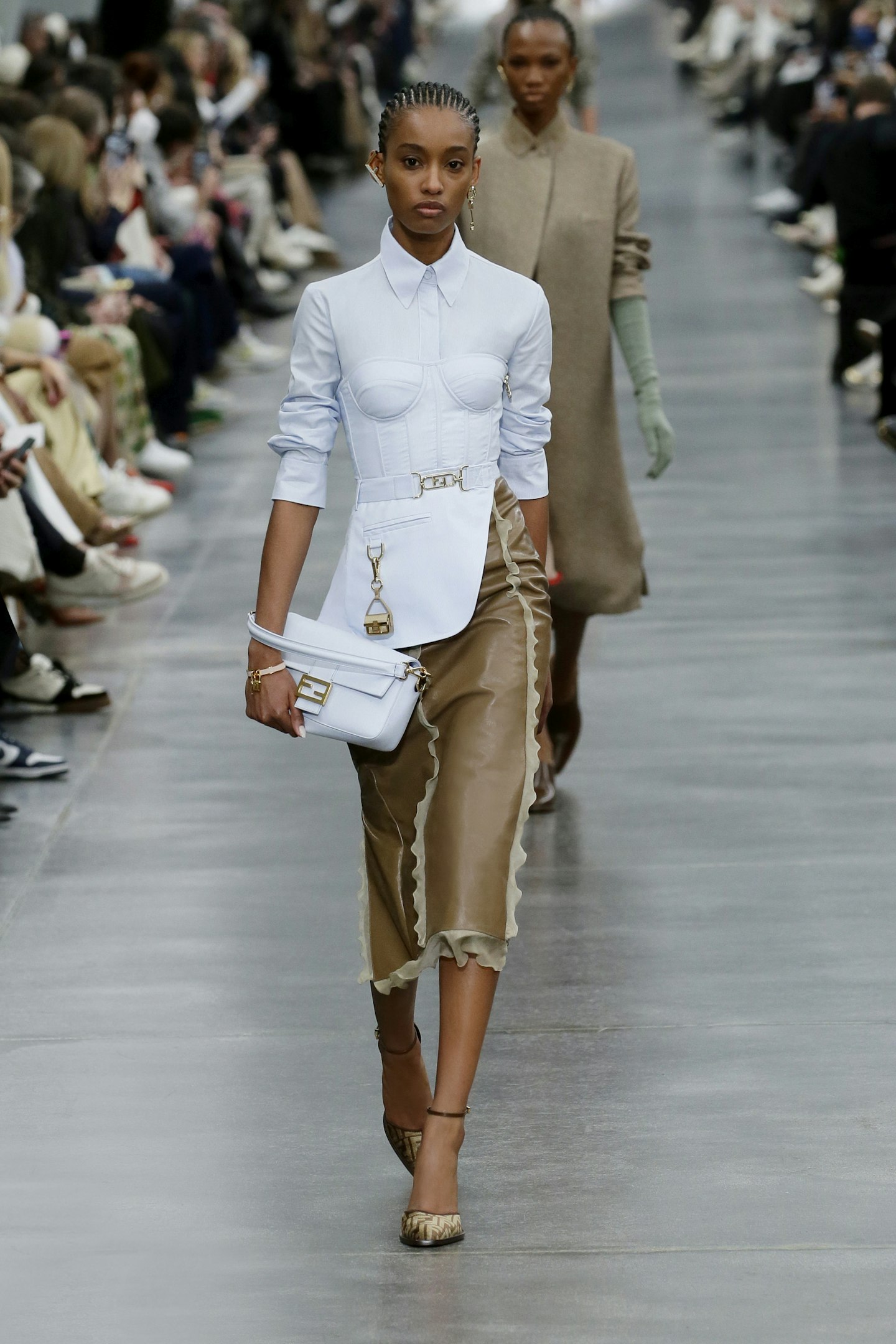 A model on the catwalk at Fendi