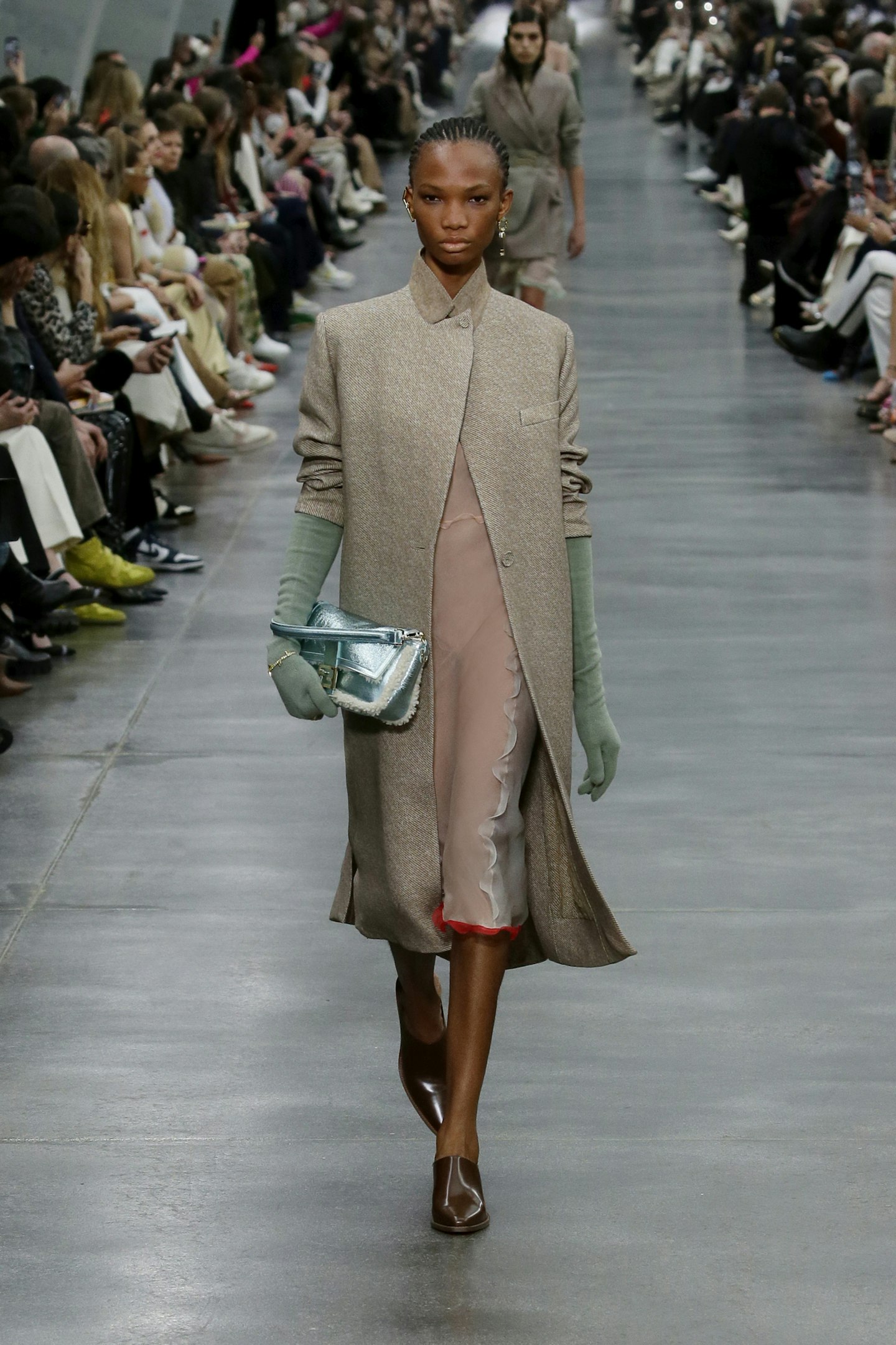 A model on the catwalk at Fendi
