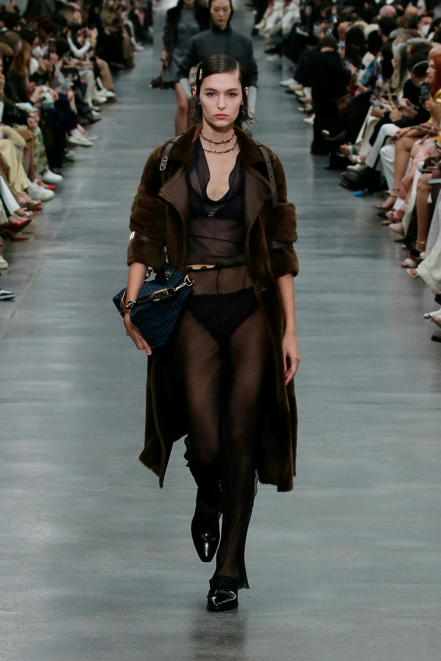 A model on the catwalk at Fendi