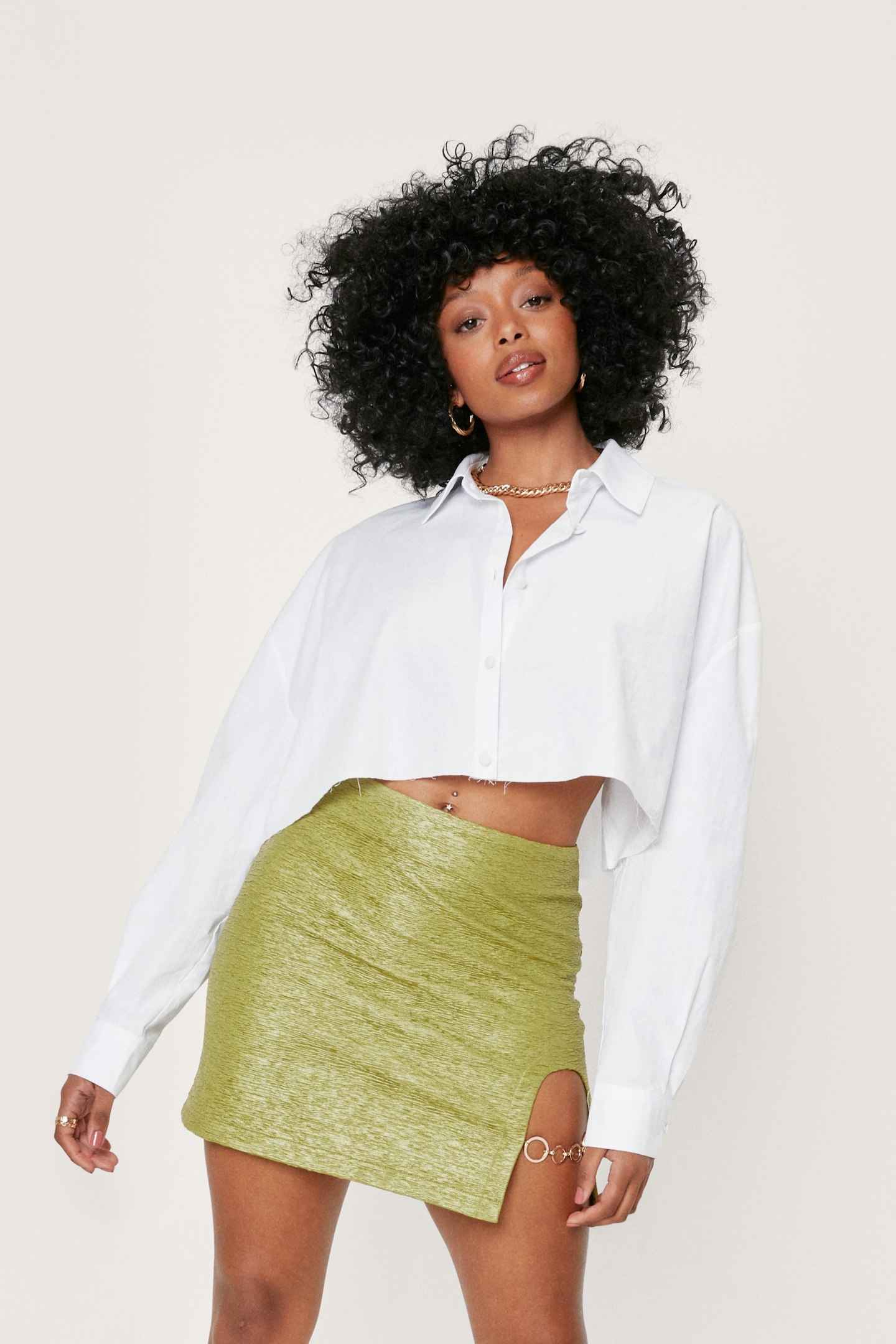 Nasty Gal Petite Chain Detail Split Hem Mini Skirt