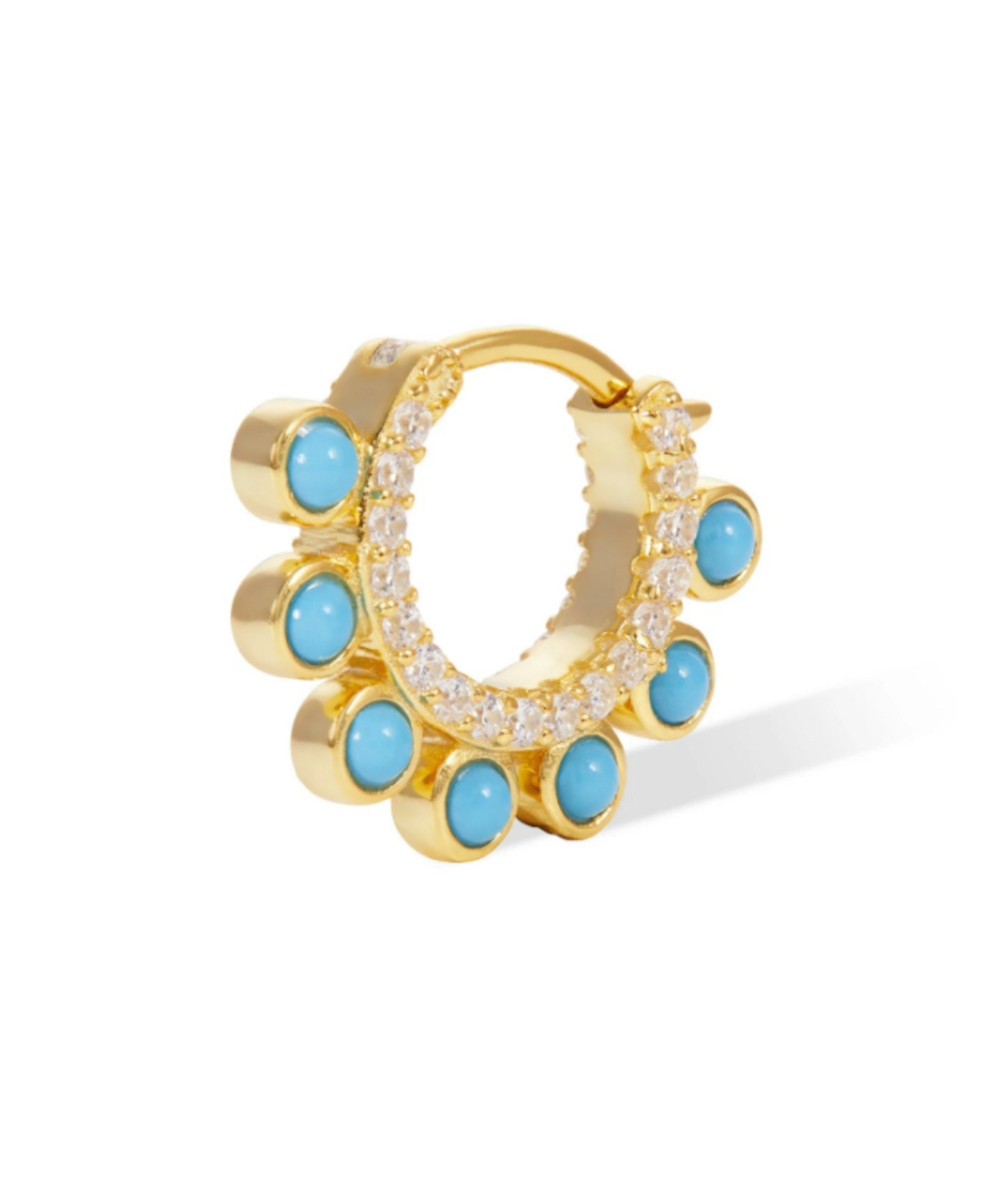 Dots Turquoise Gold Vermeil Huggie Earrings