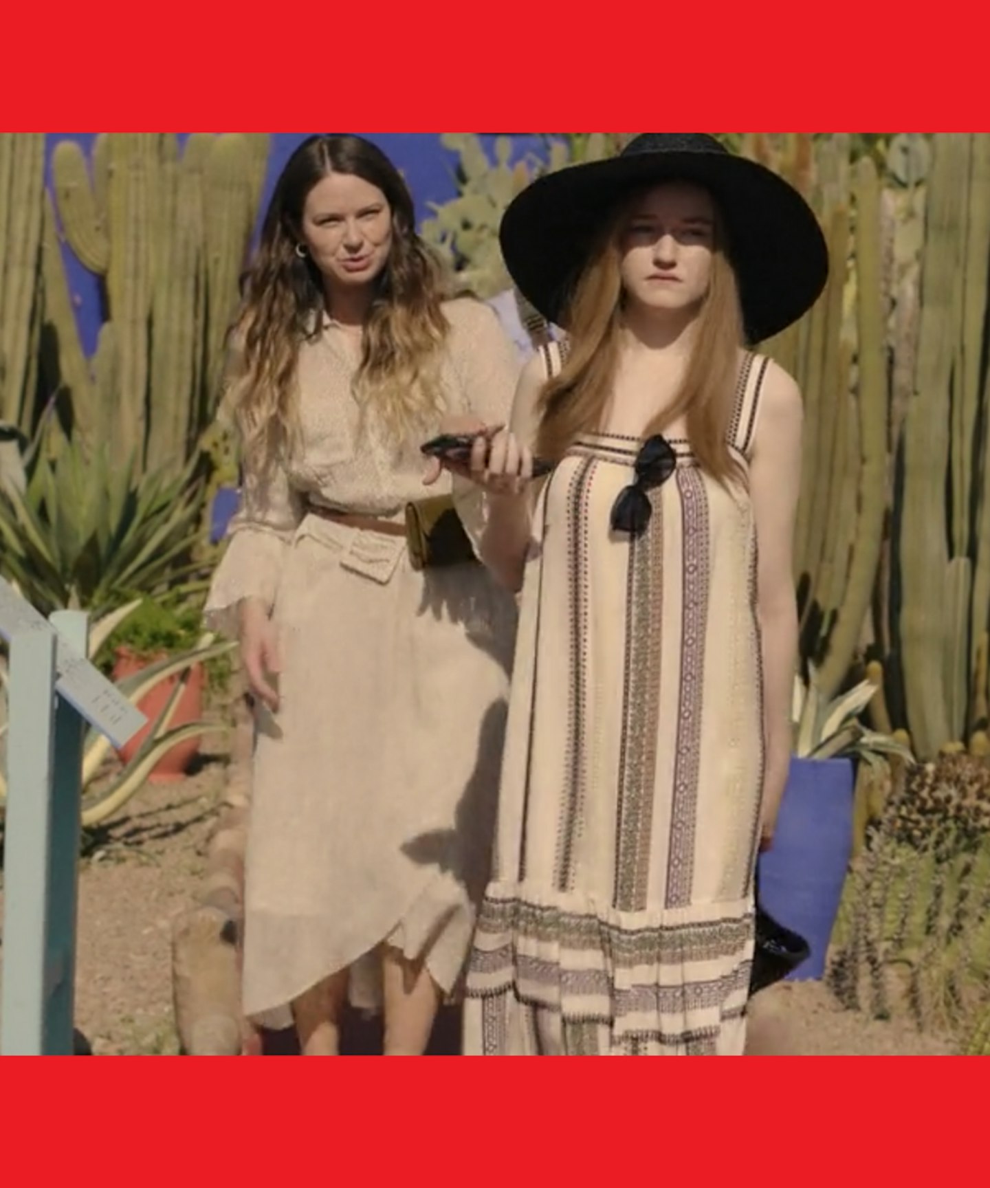 inventing anna morocco episode wearing a long striped maxi dress