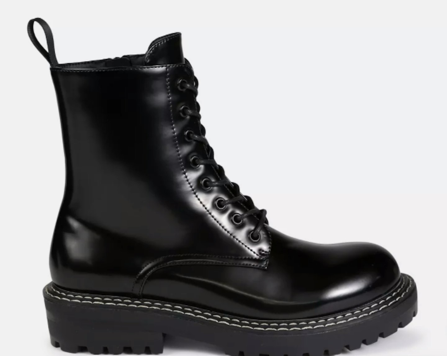 Black Sole Stitch Lace Up Chelsea Boots