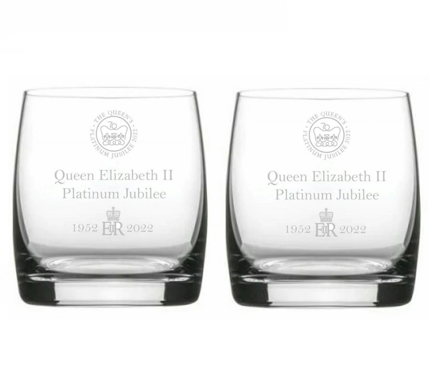 Engraved Queen Elizabeth II Platinum Jubilee Whiskey Glasses