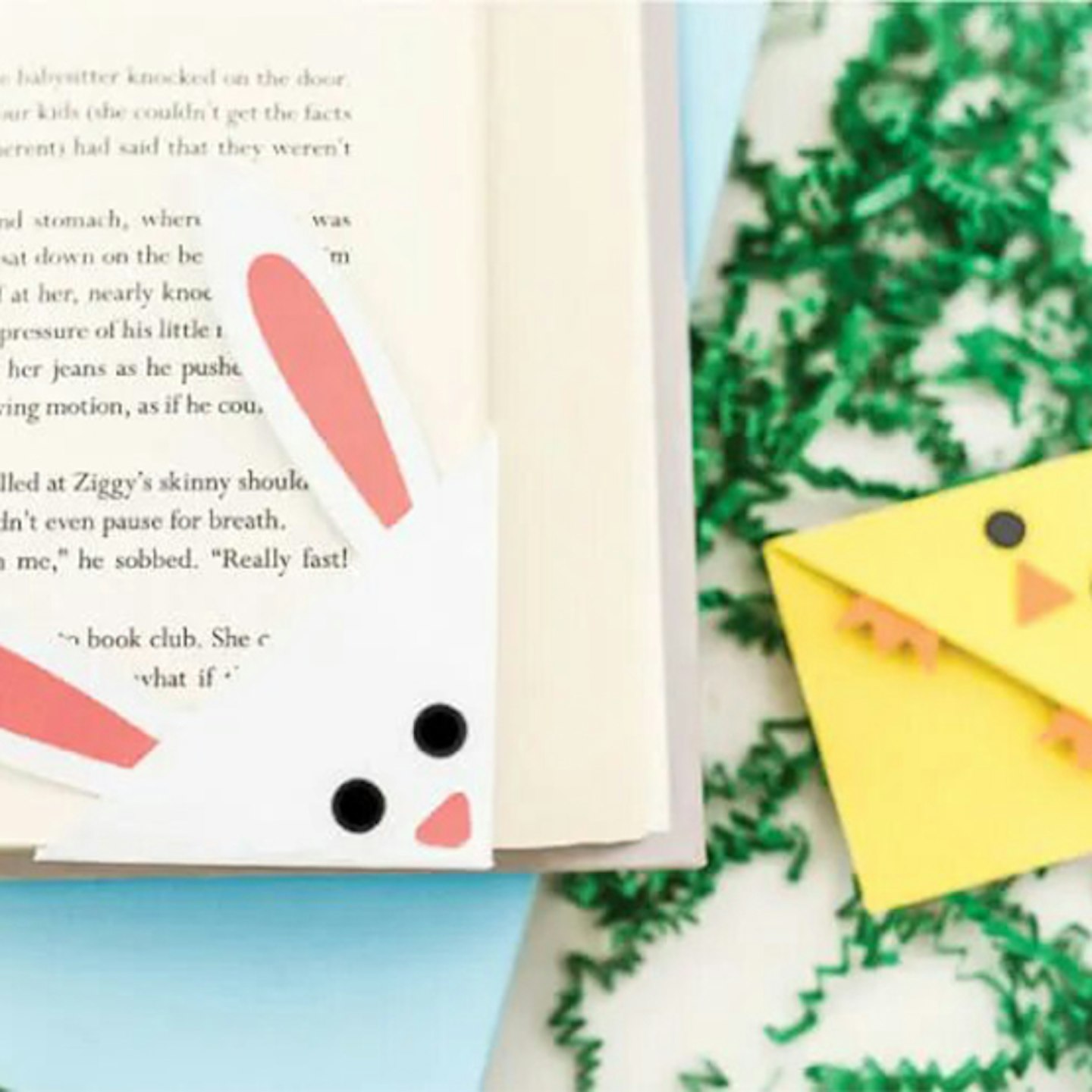 Bunny and chick Easter book marks