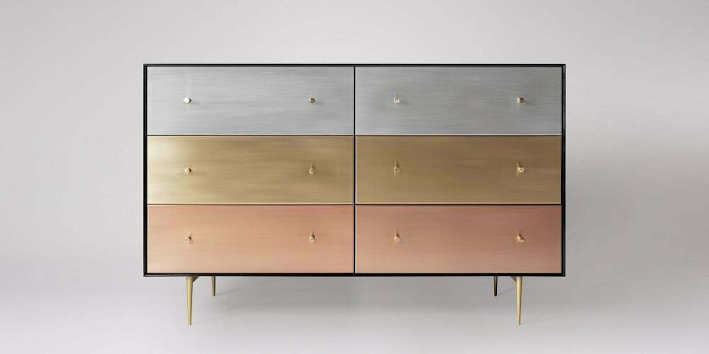 Swoon, Faroe Stylish Handcrafted Mixed Metal Six Chest of Drawers, £224.99