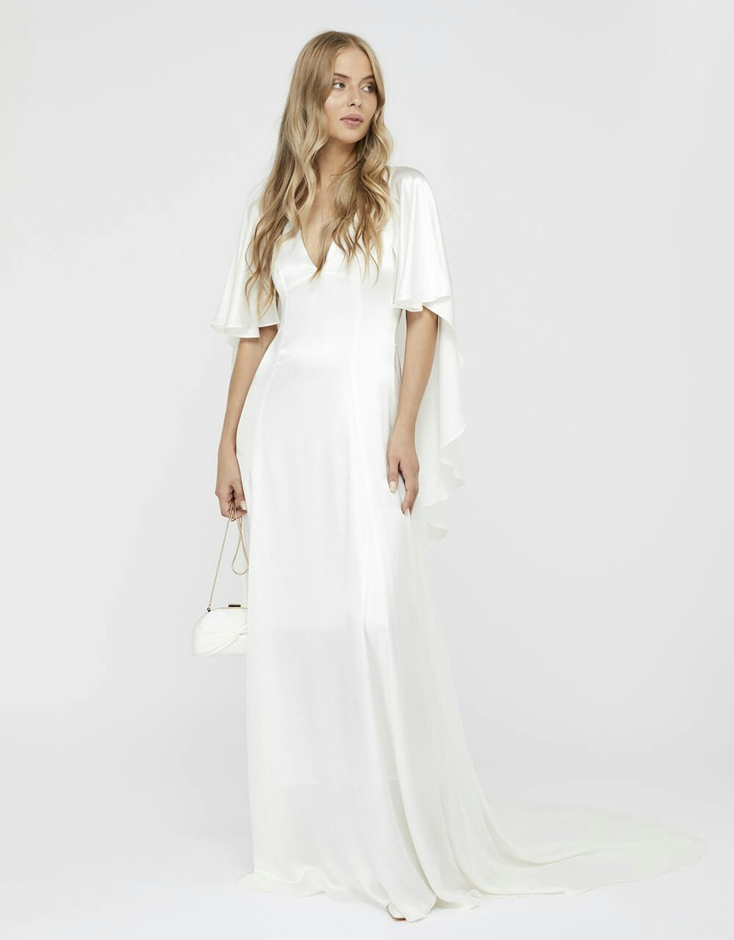Monsoon, Vera Bridal Catin Cape Maxi Dress Ivory, £299