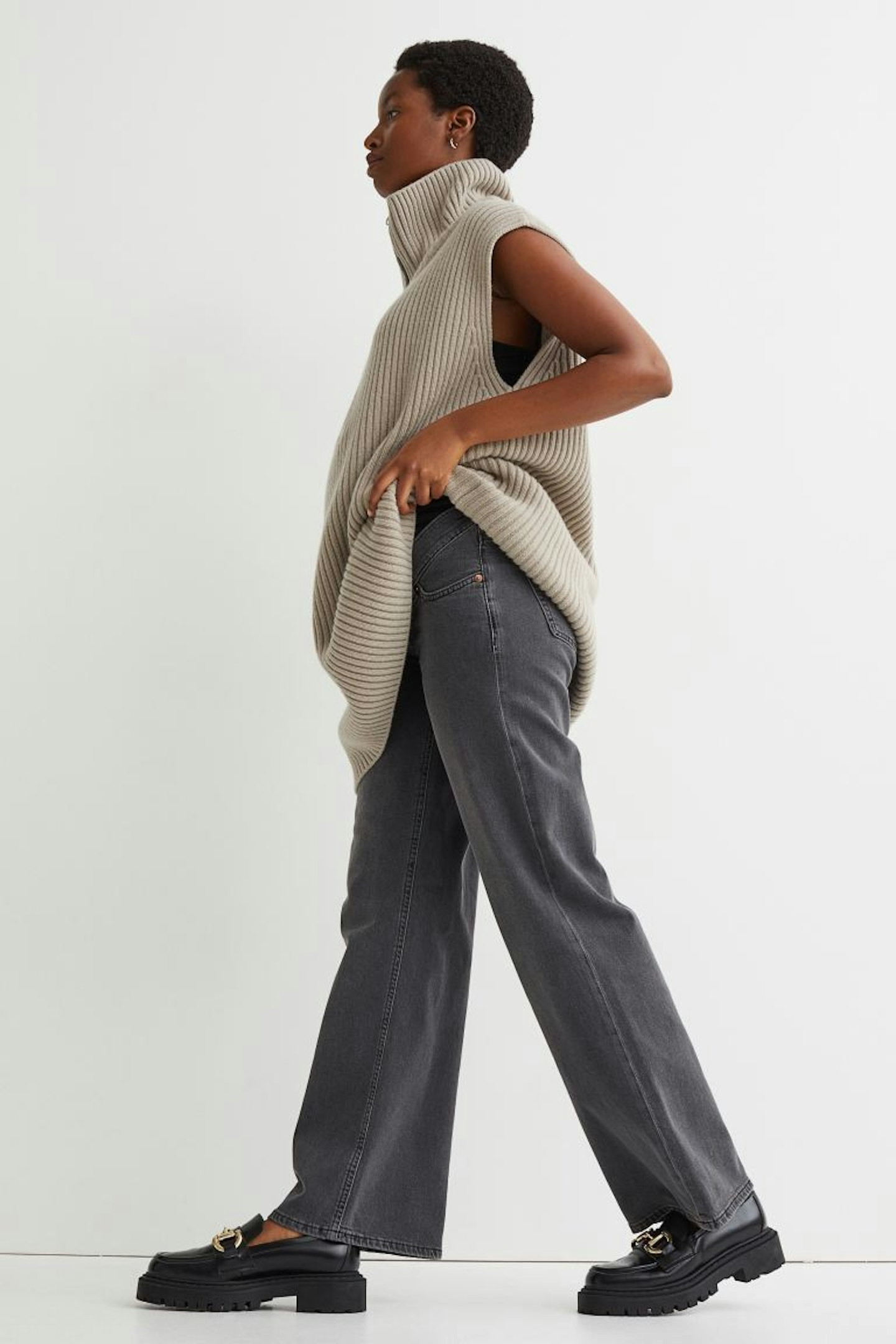 best maternity jeans H&M, MAMA Wide High Jeans, £34.99