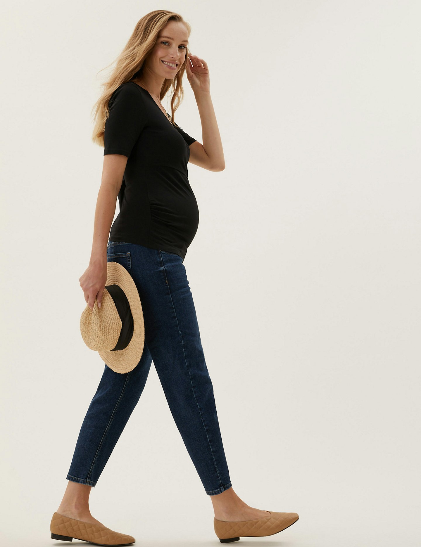 best maternity jeans M&S, Maternity Mom Tapered Jeans, £45