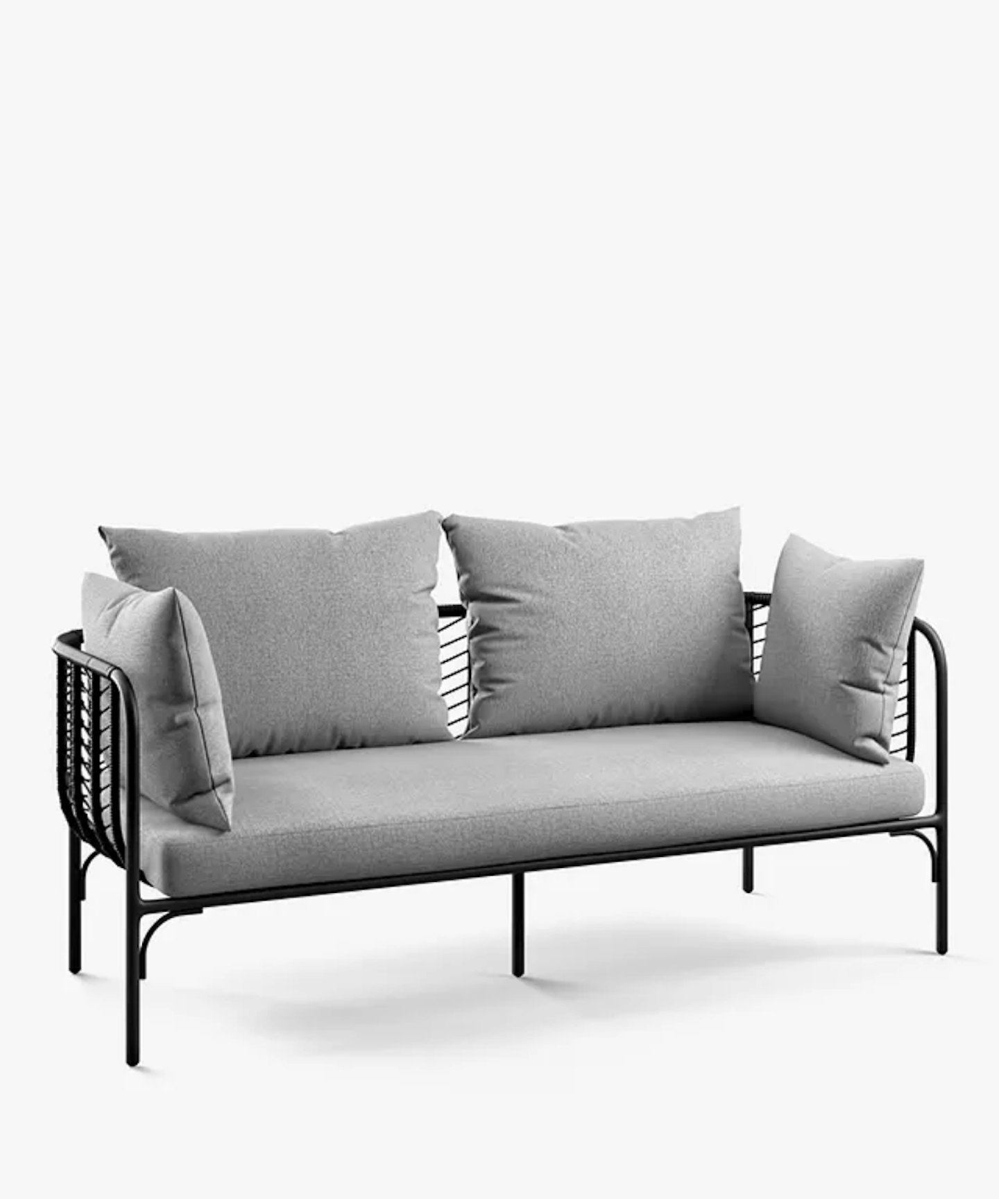 John Lewis & Partners Chevron 2-Seat Garden Sofa, Black/Grey