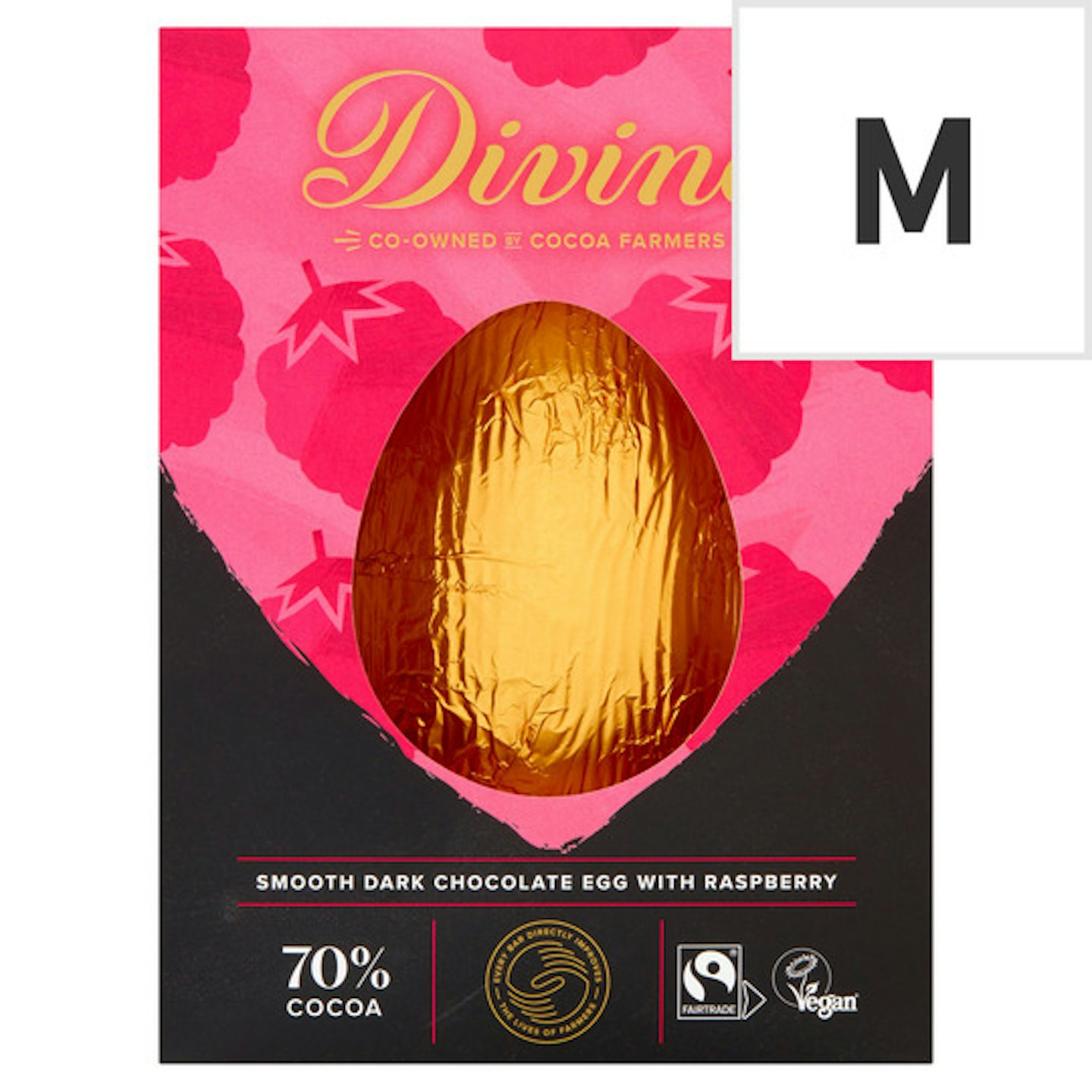 Divine Dark Chocolate With Raspberries Easter Egg 90G