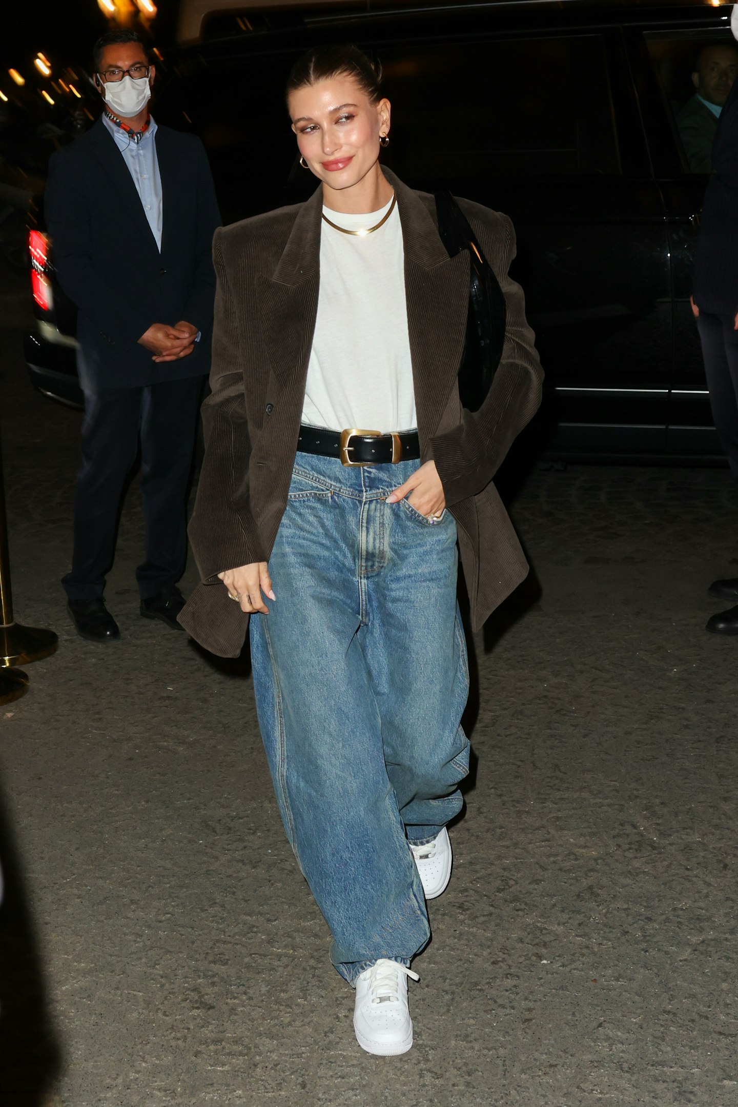 Hailey Bieber wearing Khaite