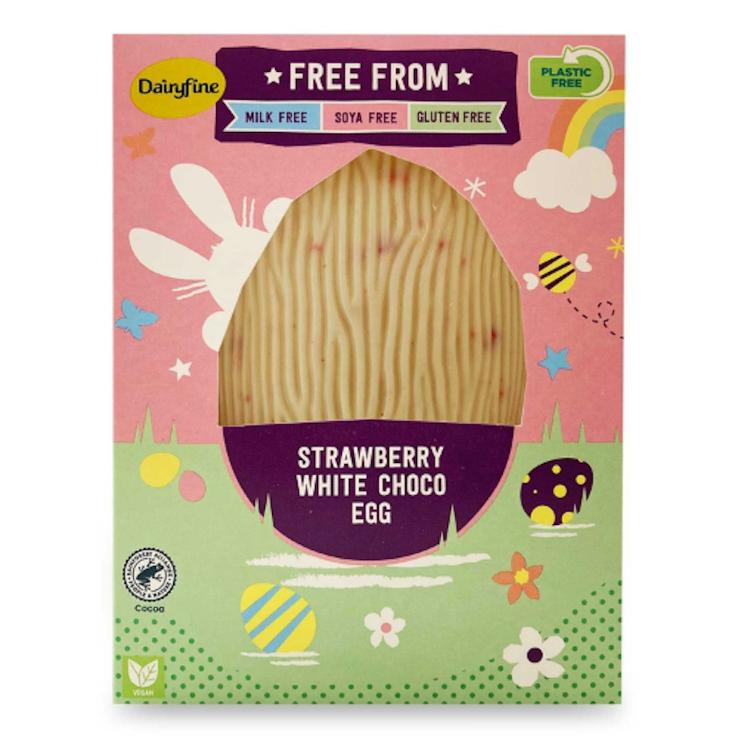 Dairyfine Free From White Choco & Strawberry Egg With Buttons 115g