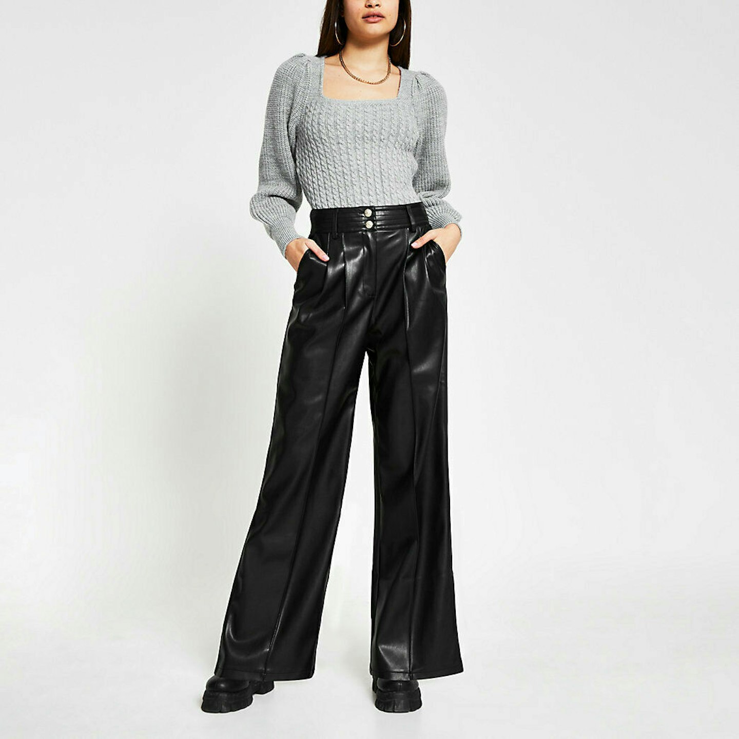 River Island, Wide Leg Faux Leather Trousers, £11.20