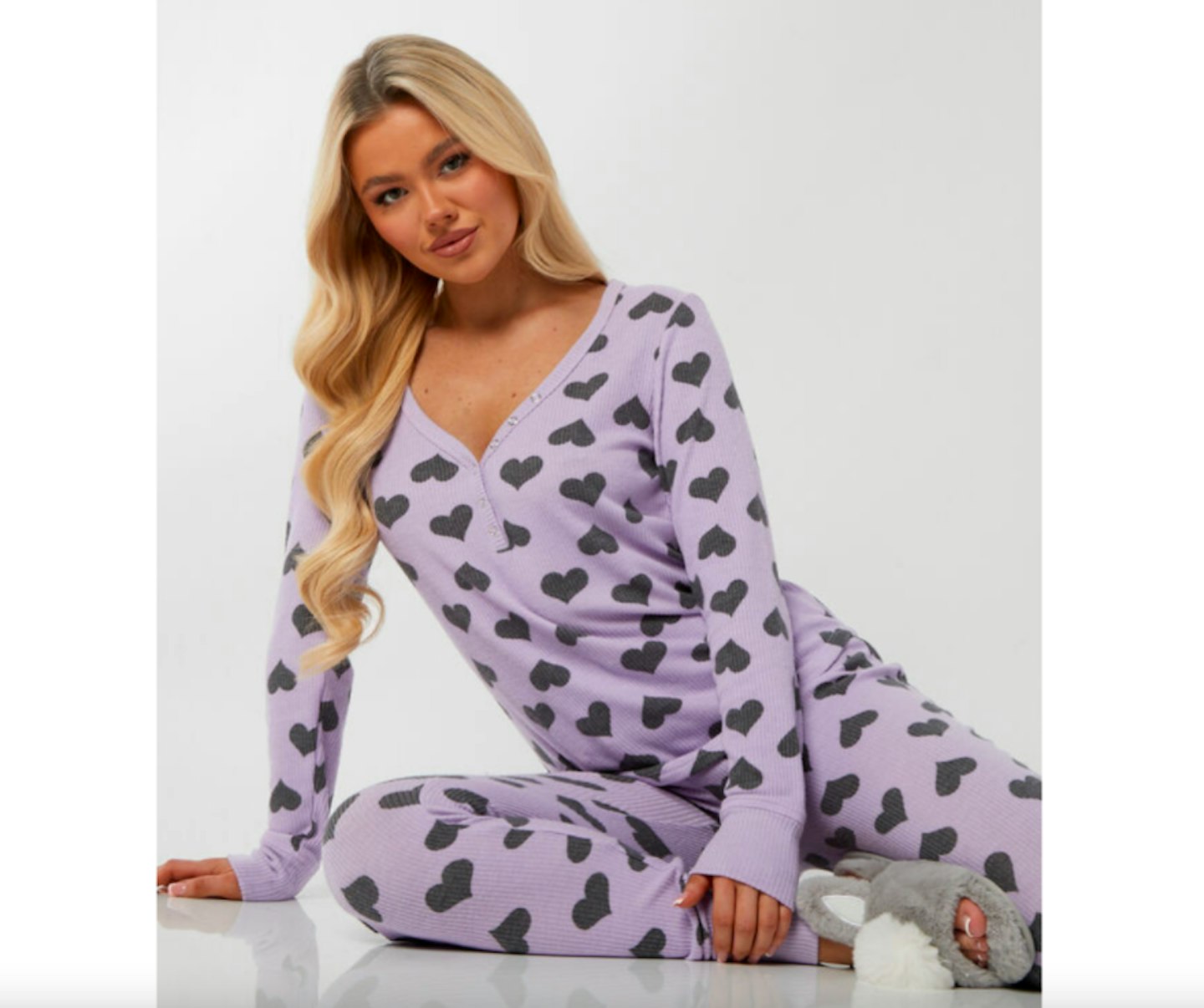 COMPLETE THE LOOK Heart print henley and leggings set - Lavender Mix