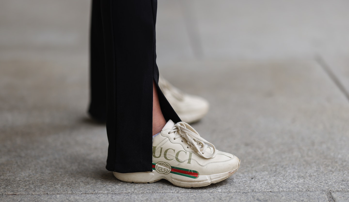 GUCCI: Ace sneakers in GG Supreme fabric with Web bands - Beige