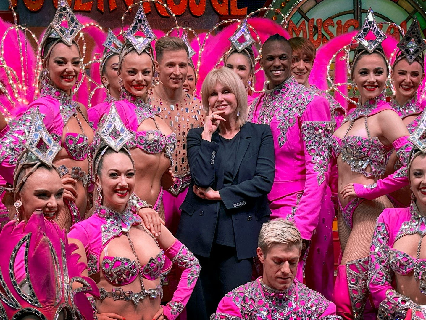 Joanna Lumley and Moulin Rouge dancers