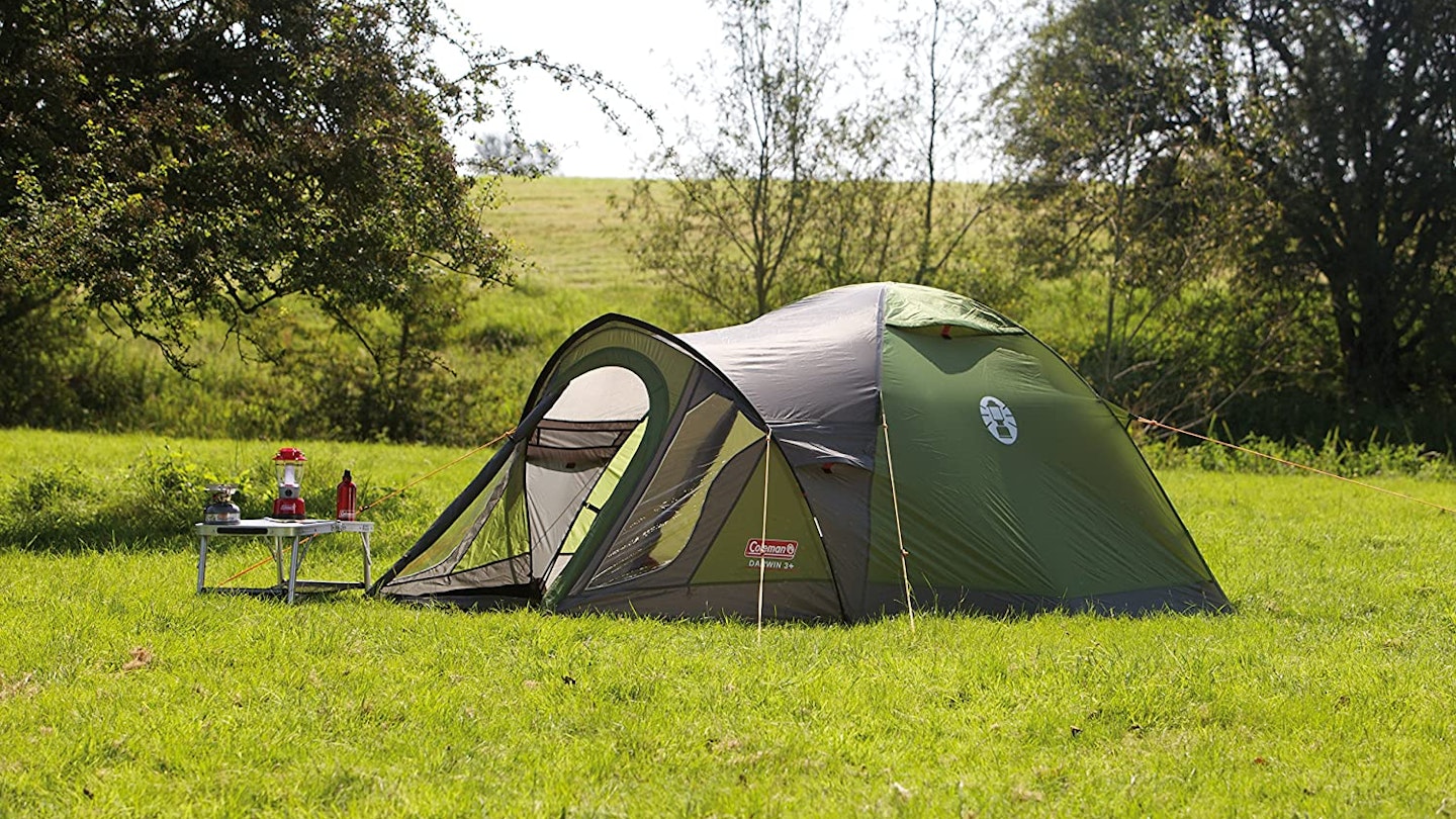 Coleman Darwin 3+ pitched in a field