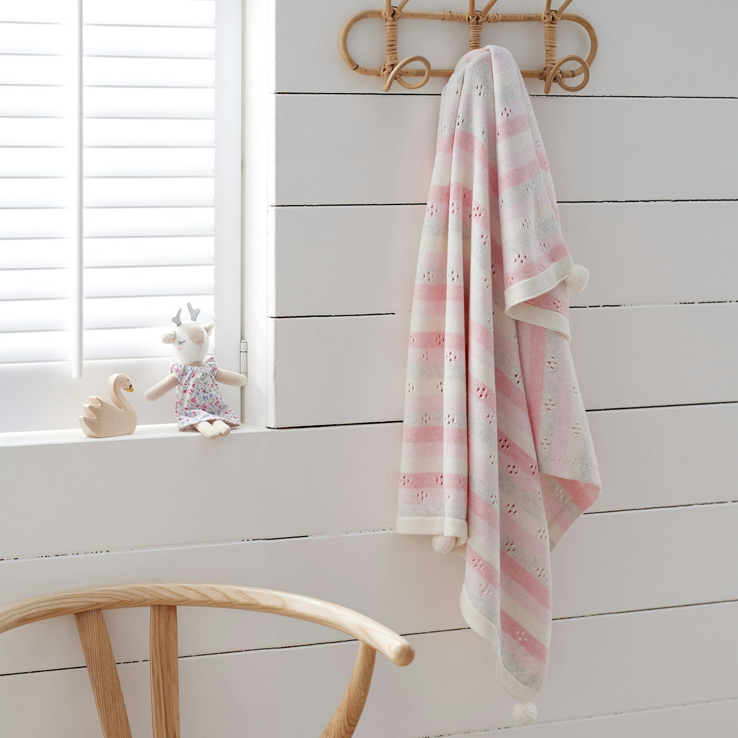 The White Company, Pink Stripe Cotton-Cashmere Blanket, £60