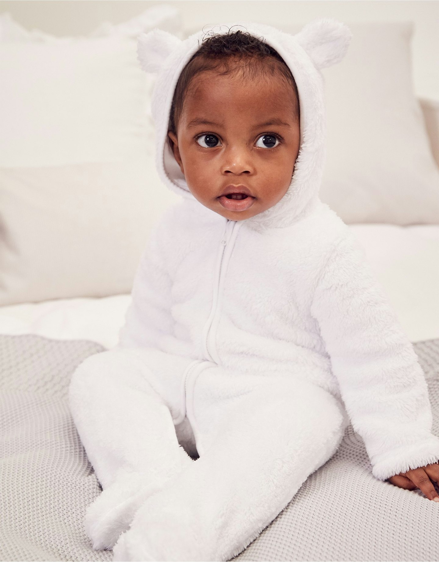 The White Company, White Fleece Romper, £32