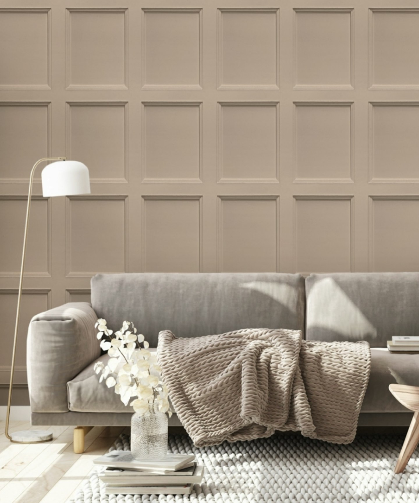 Classic Wood Panel wallpaper in nude