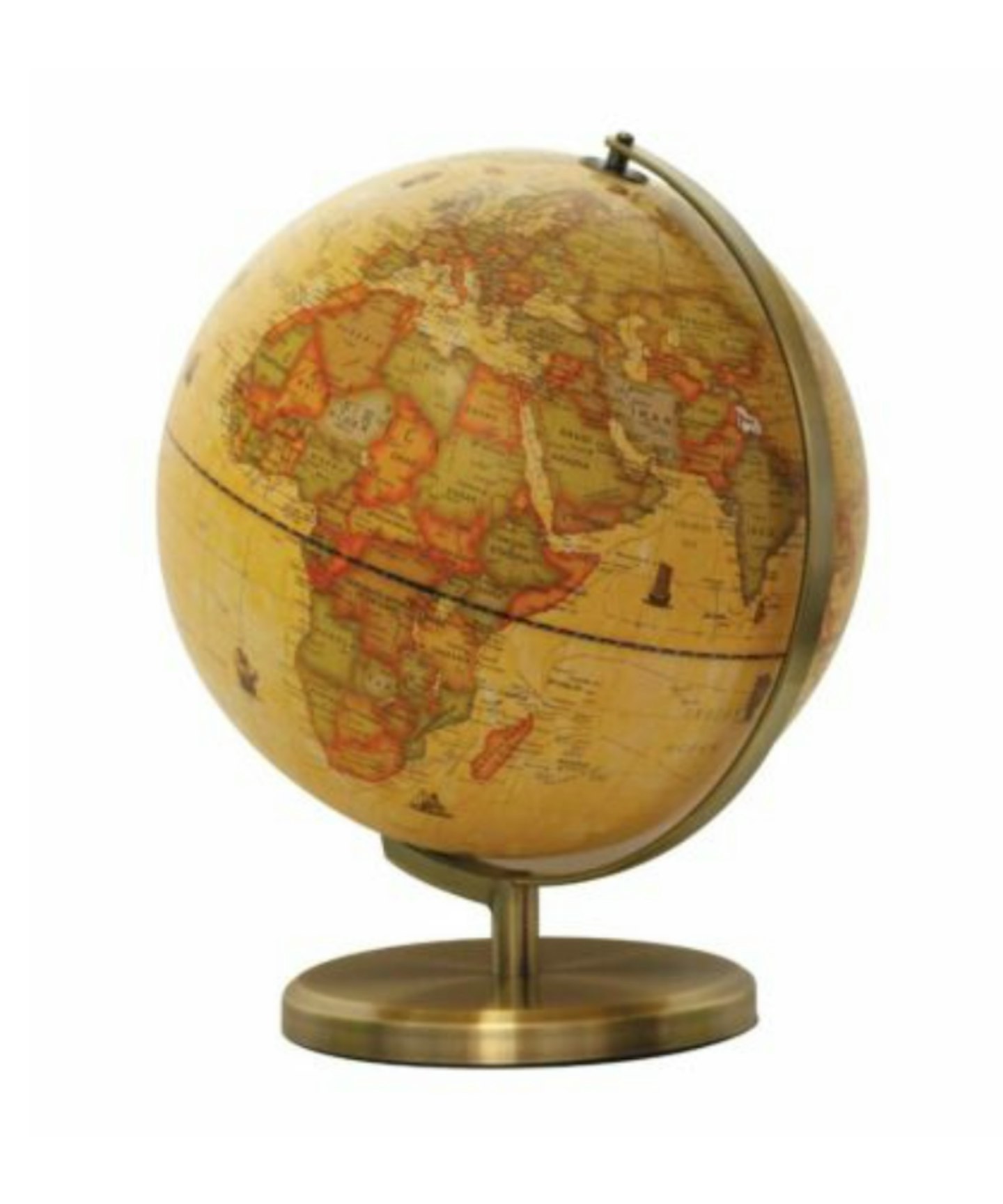Ryman Illuminated Antique Globe with Brush Metal Base 30cm