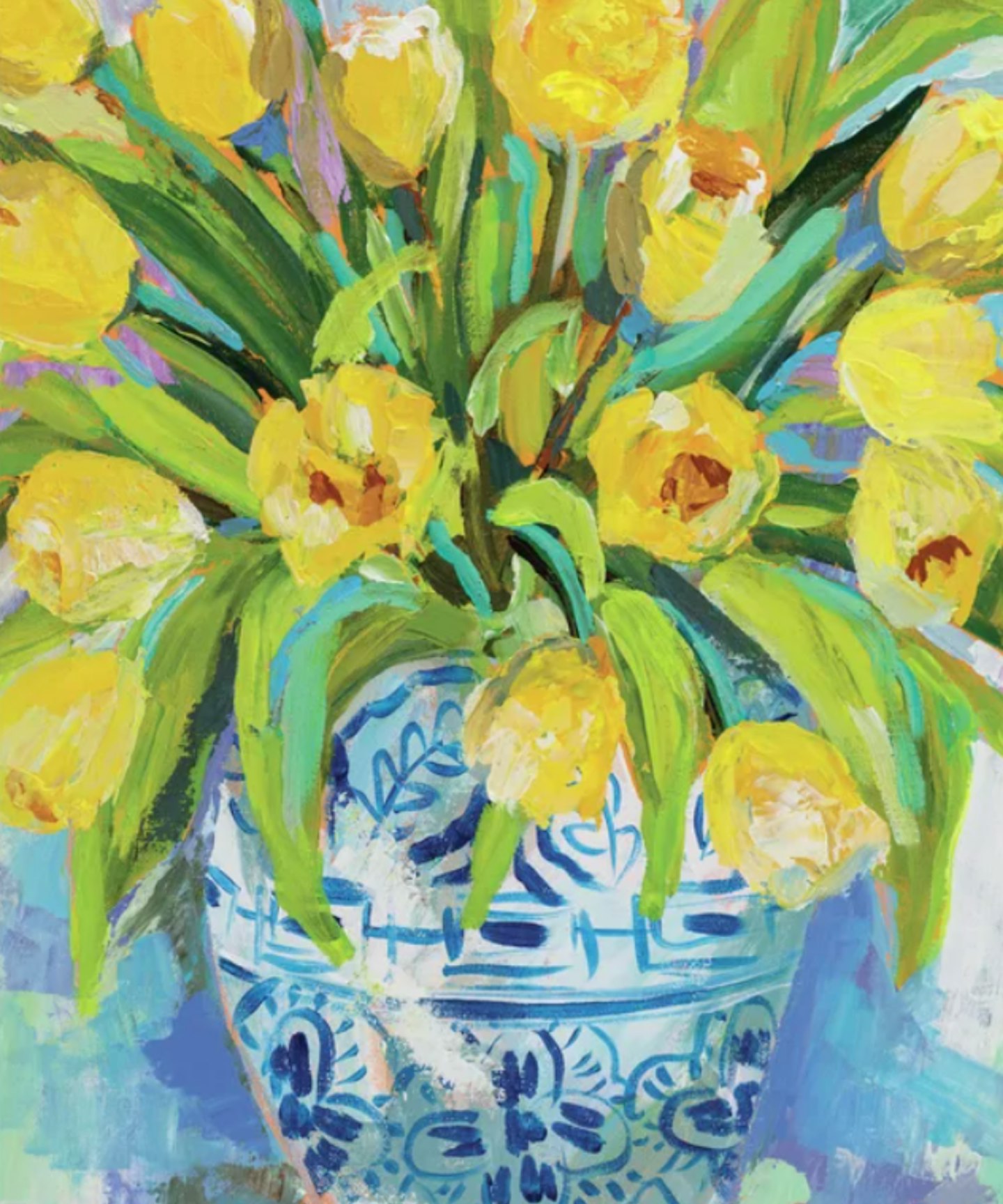 Ginger Jar Tulips by Jeanette Vertentes - Wrapped Canvas Painting