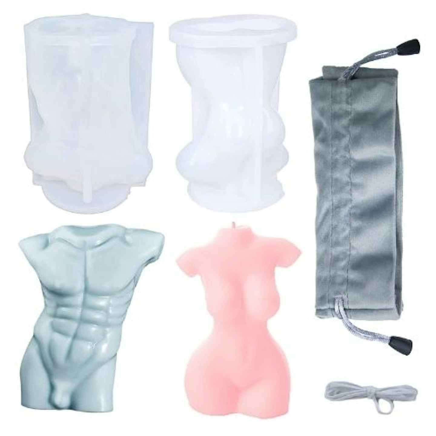 Two Piece Silicone Female And Male Body Candle Mould