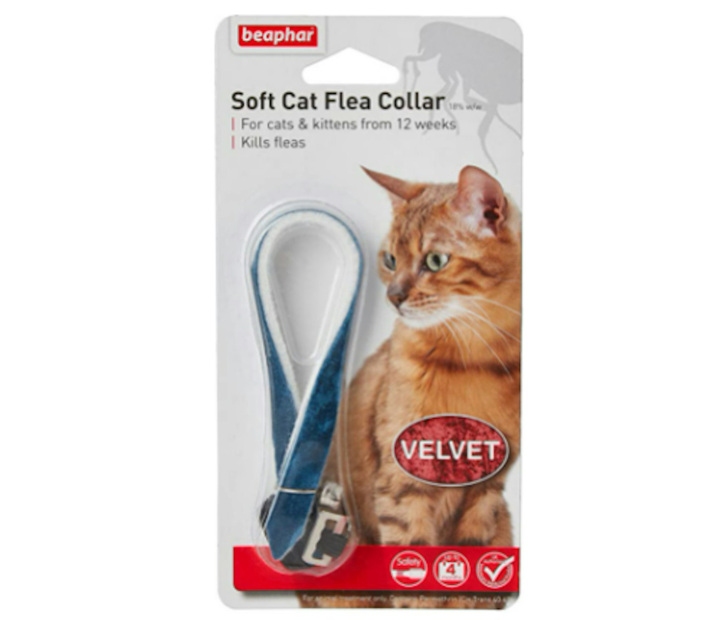 Beaphar Cat Flea Collar Velvet Black, Red or Blue