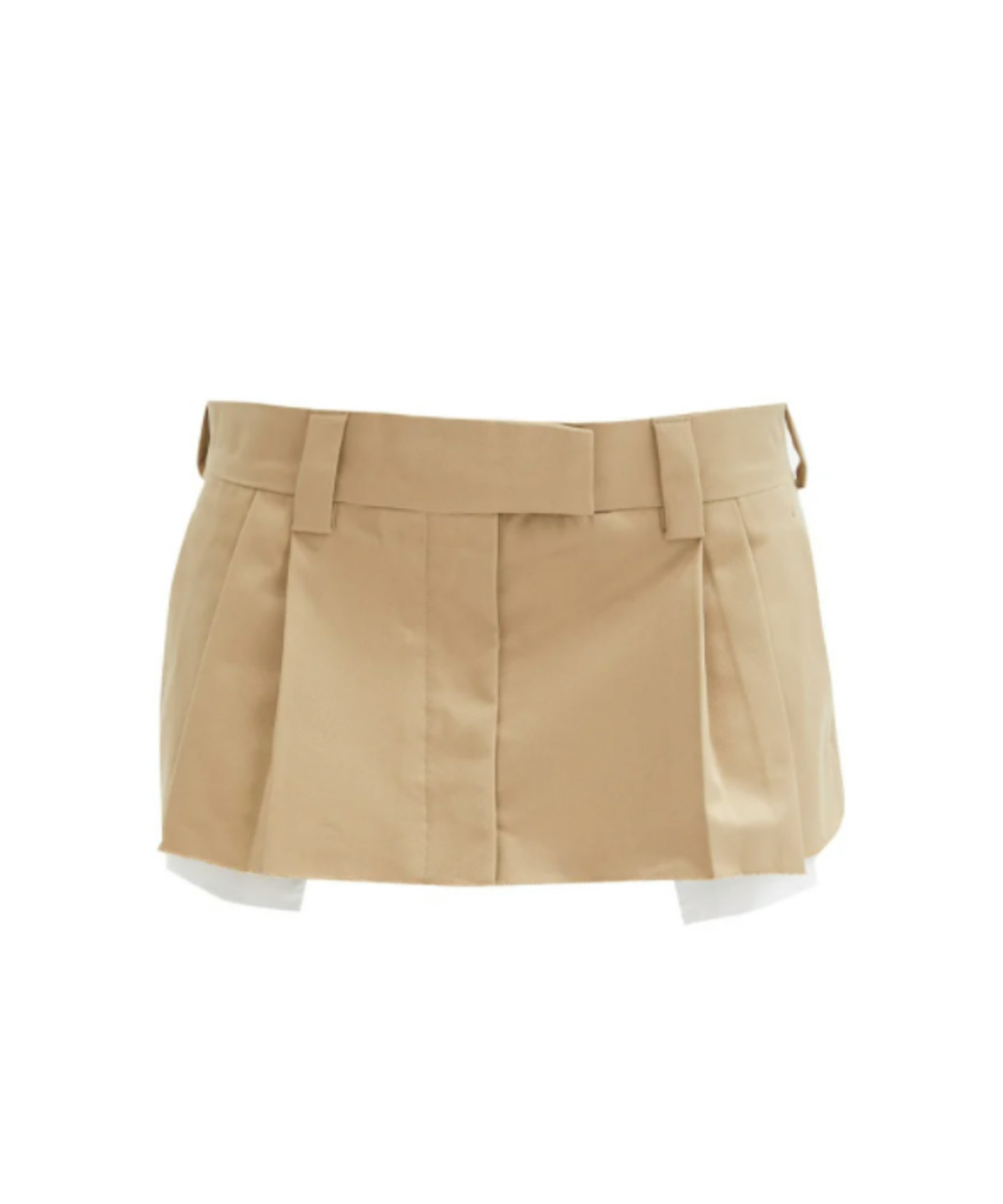 Low-rise raw-hem cotton mini skirt Camel Miu Miu | MATCHESFASHION FR