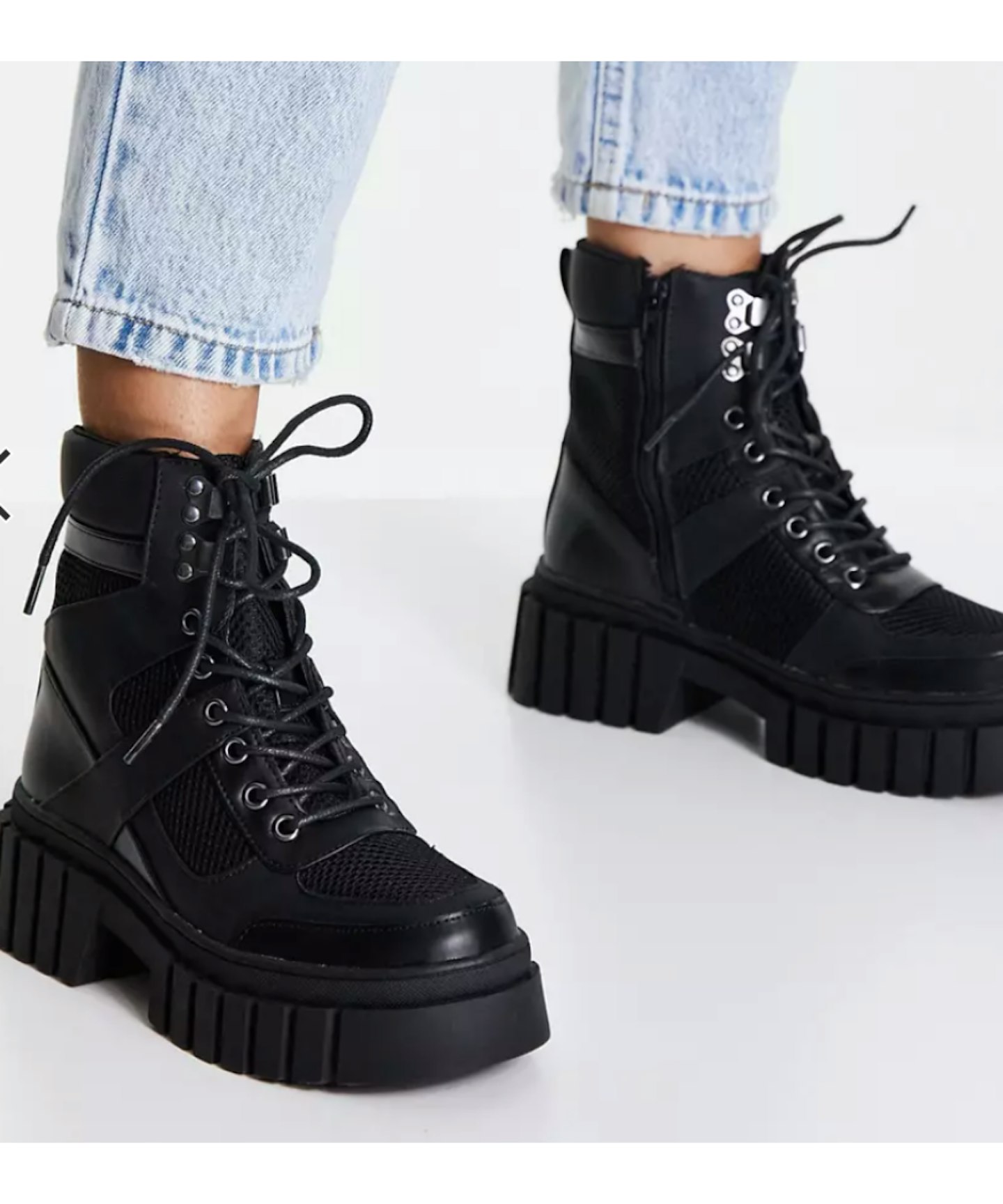 ASOS DESIGN Abstract chunky lace up hiker boots in black | ASOS