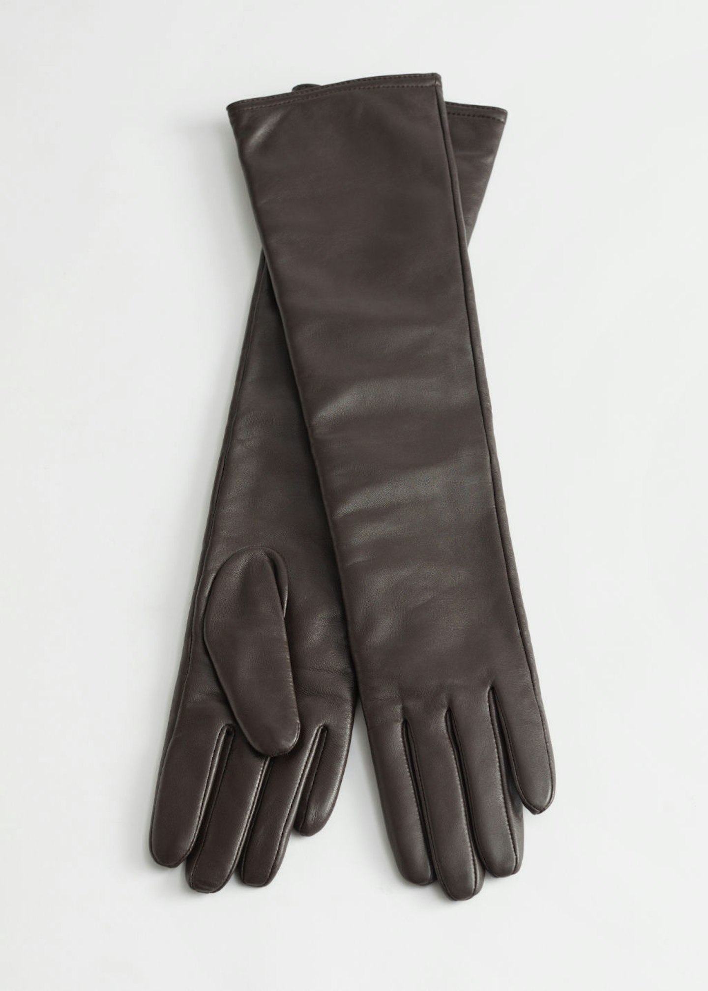 best long gloves party & Other Stories, Long Fitted Brown Leather Gloves, £65