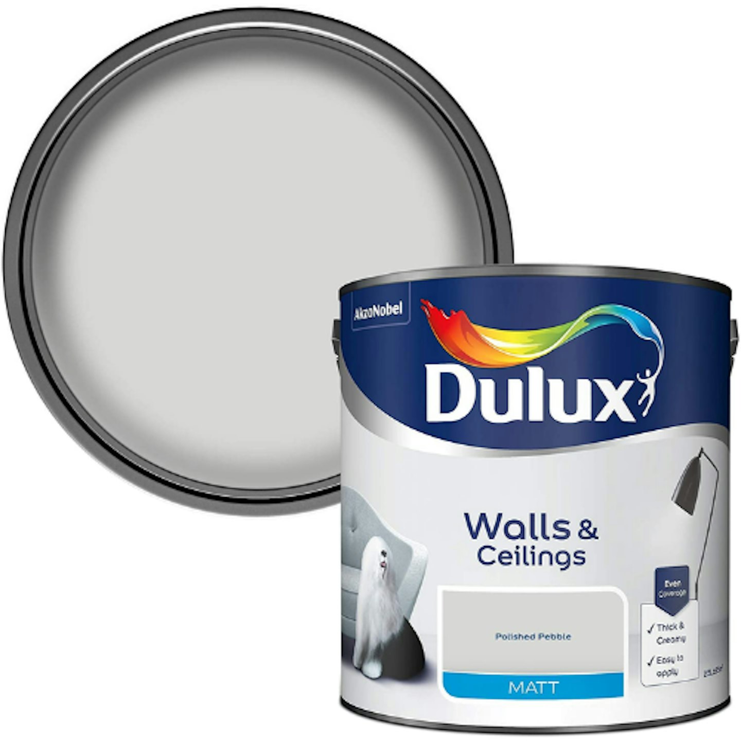 Dulux Polished Pebble Matt Emulsion Paint For Walls And Ceilings, 2.5L