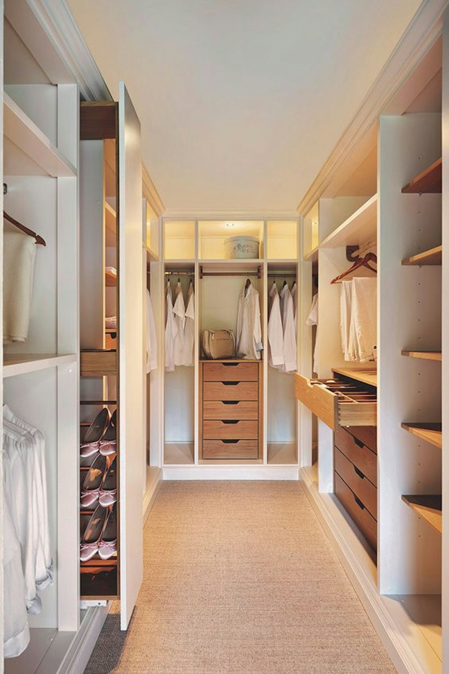 Fitted walk in wardrobe