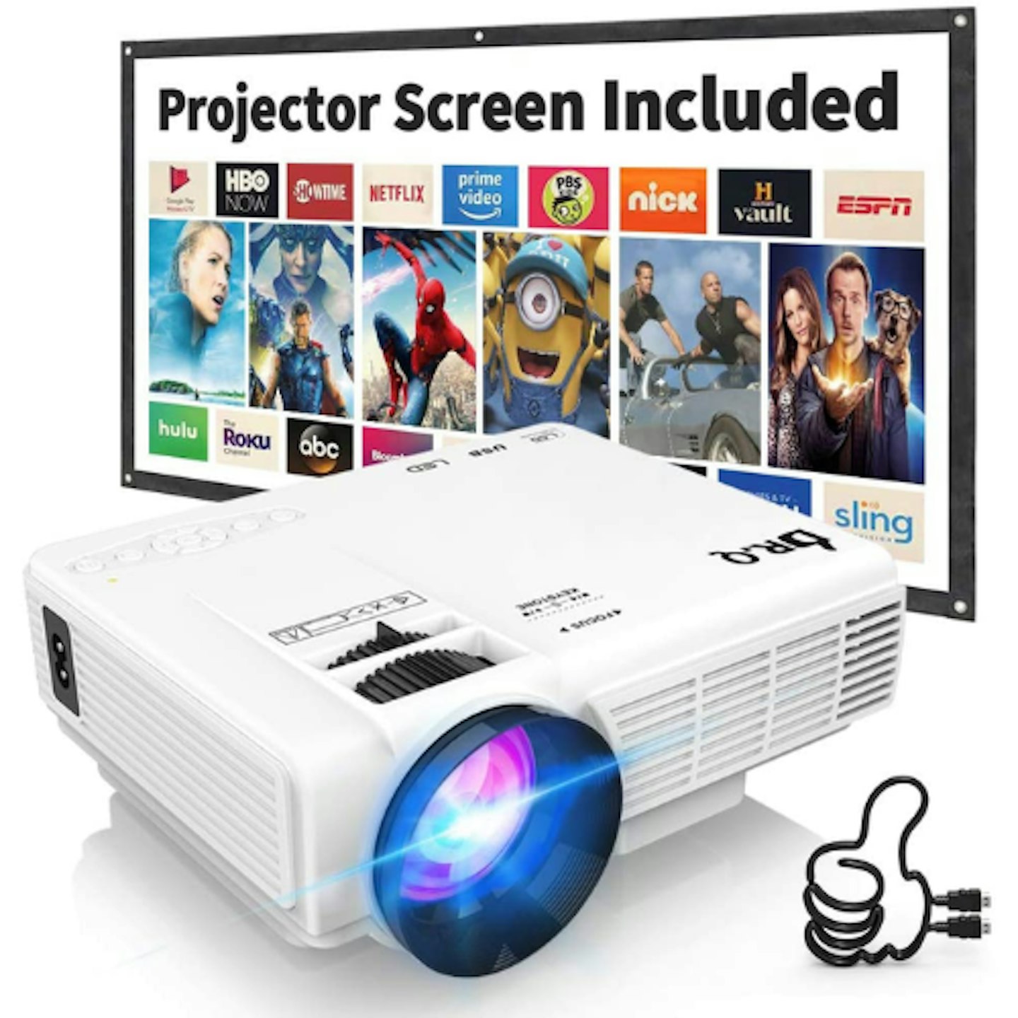 DR. Q HI-04 Projector with Projection Screen