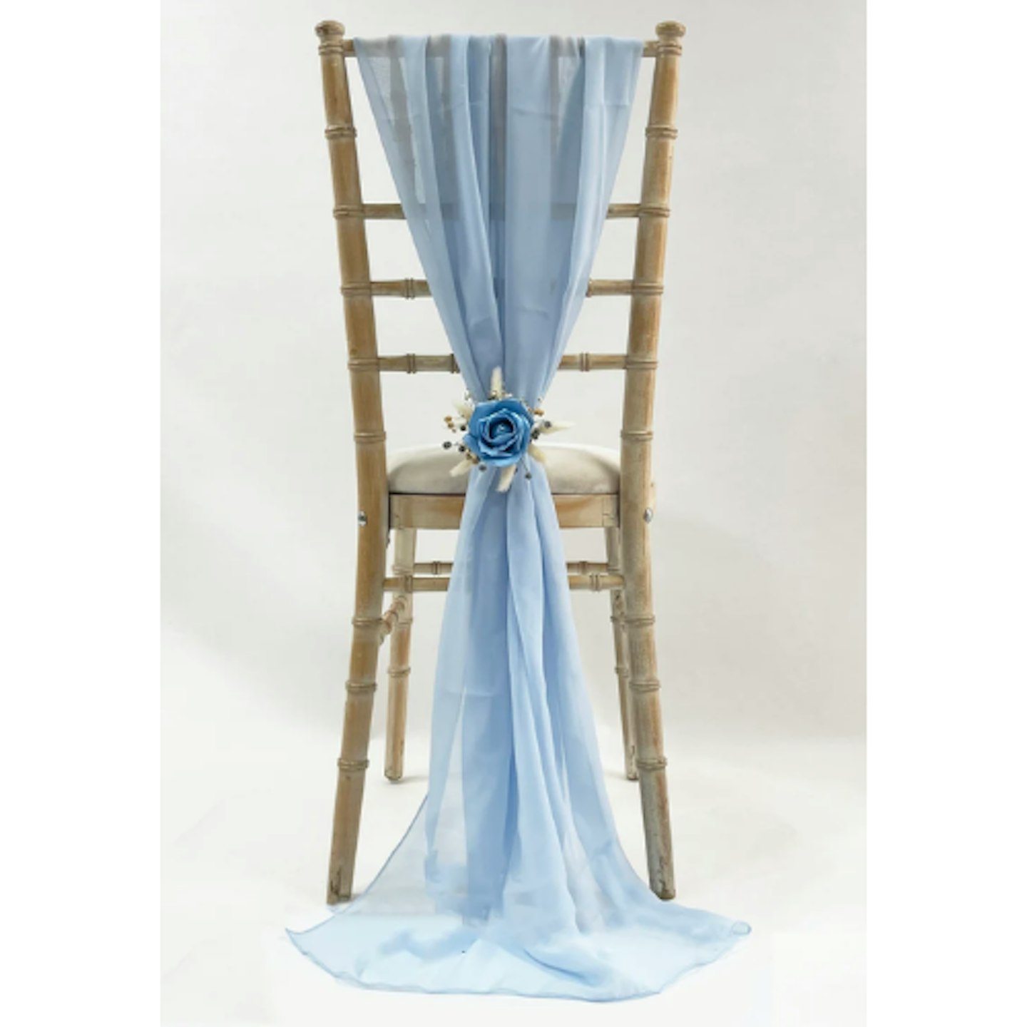 Chiffon Vertical Chair Drapes in Light Blue