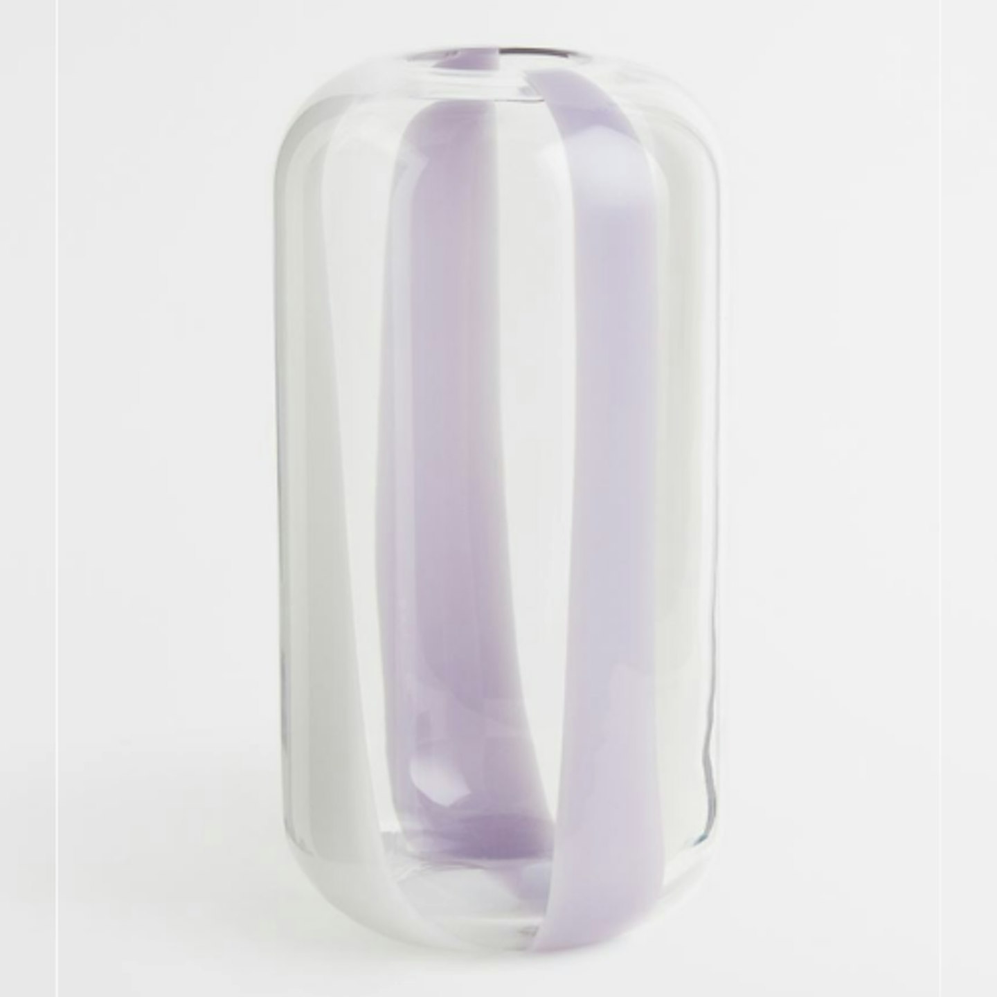 H&M Light Purple Striped Patterned Glass Vase