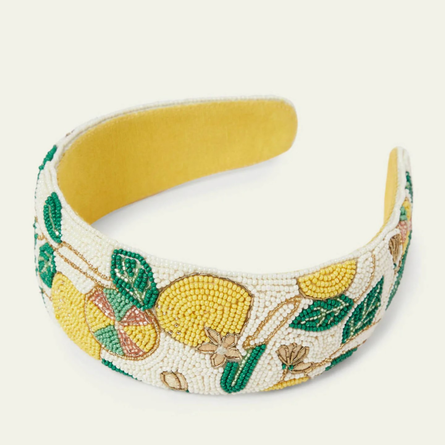 Embellished Headband Ivory/Pale Lemon, Lemon Vine