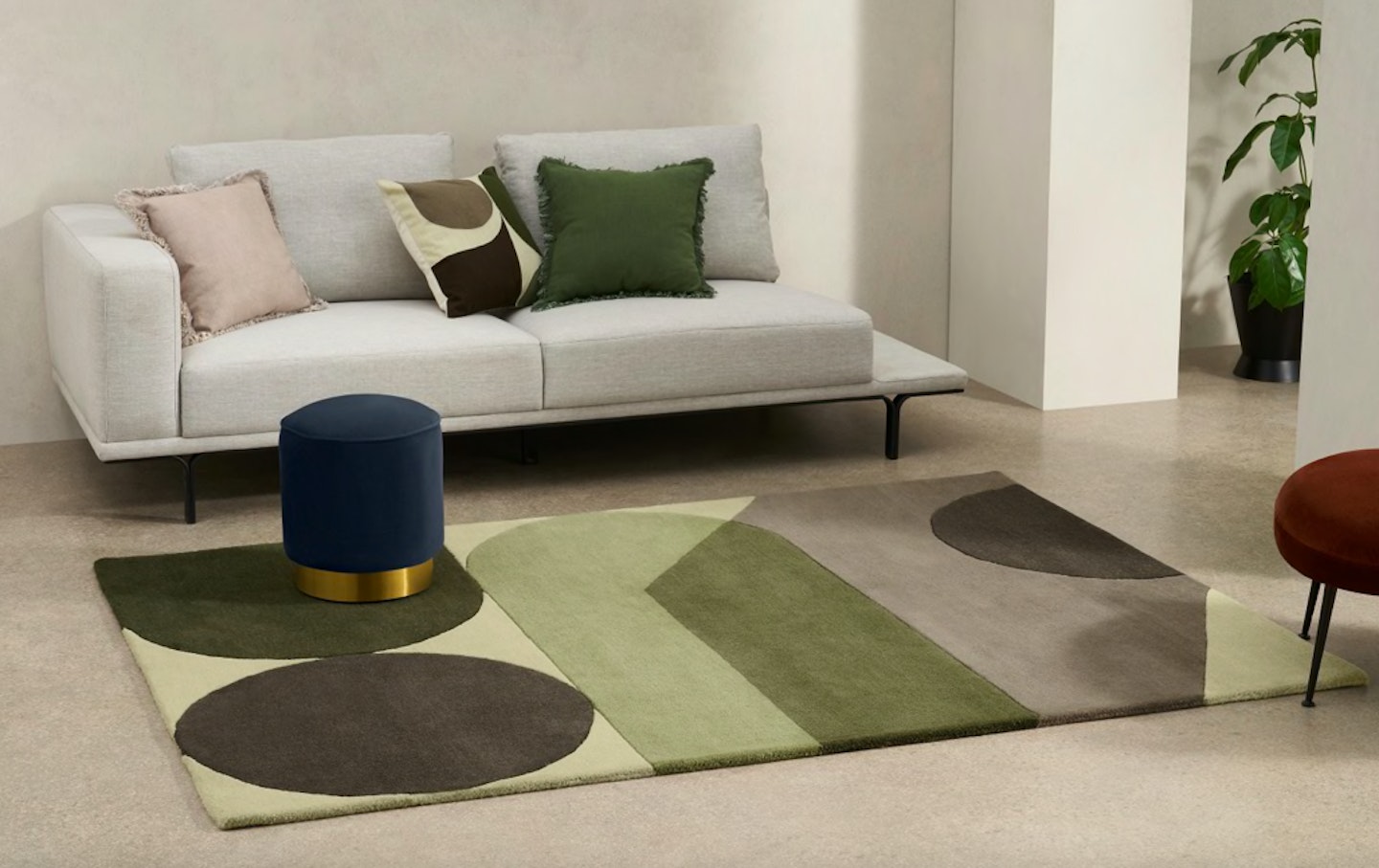 MADE, Zayyan  Geometric Hand-Tufted Wool Rug, Large 160 x 230cm, Green & Grey, £365