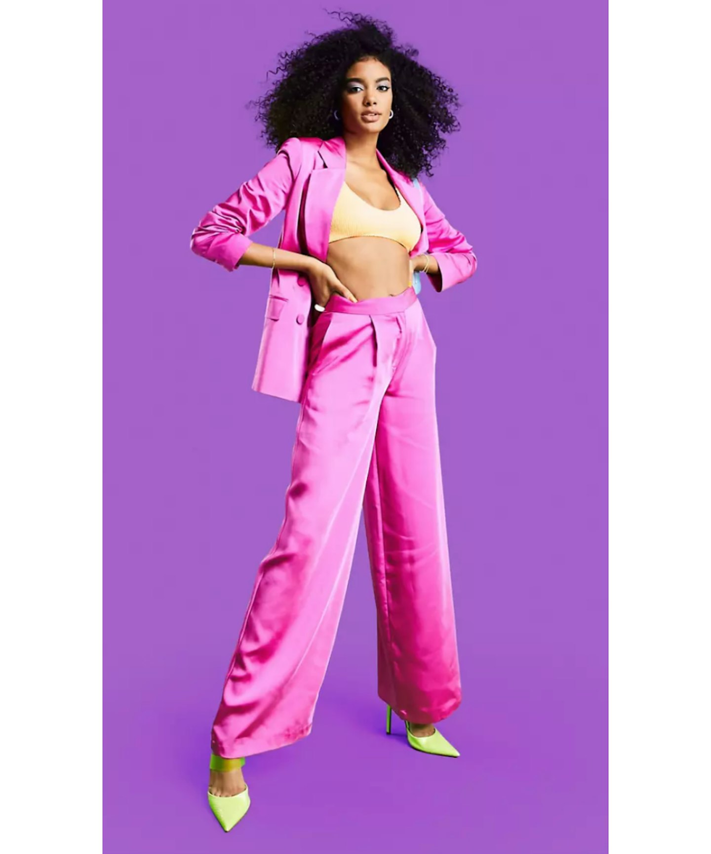 ASOS DESIGN satin suit in pink