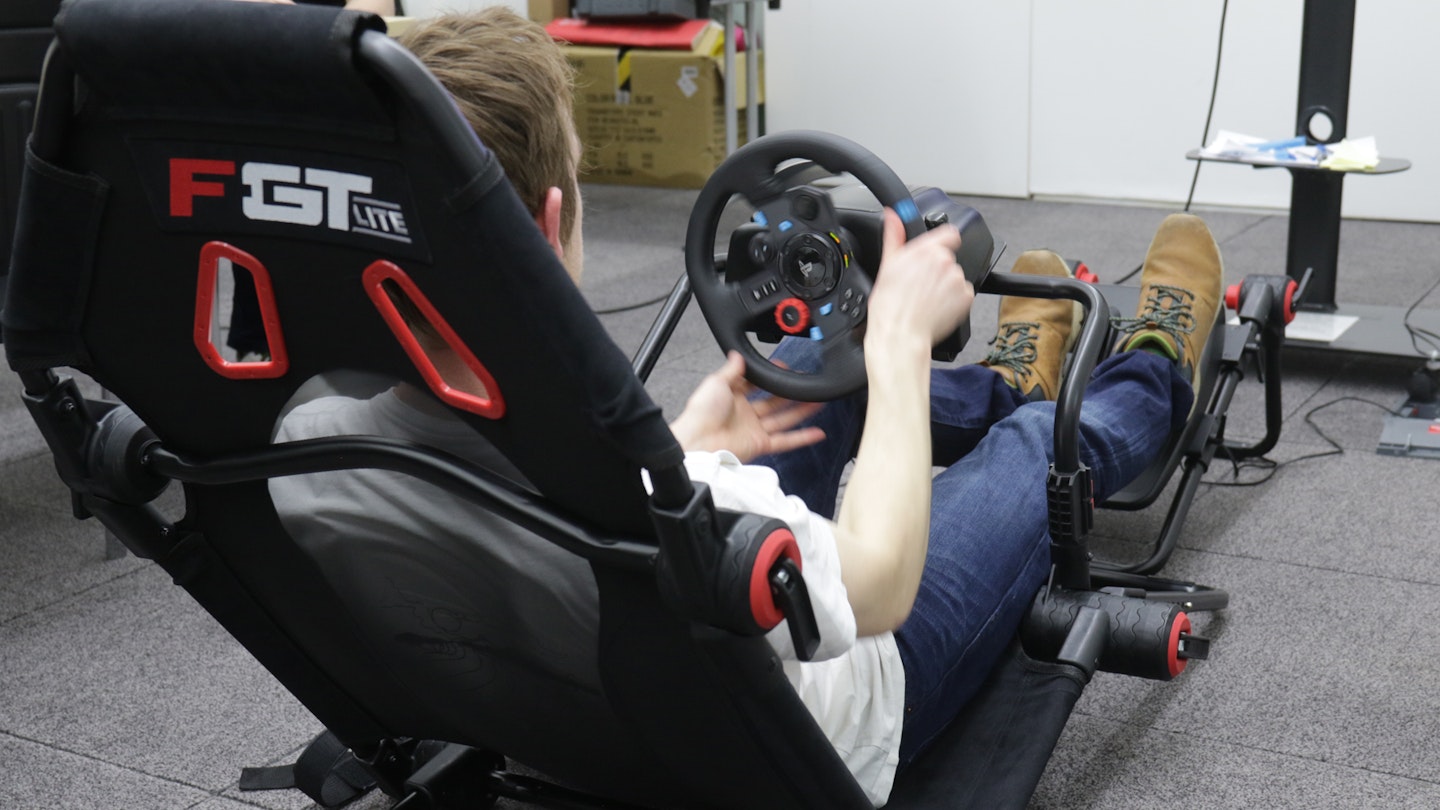 Next Level Racing F-GT Lite sim racing seat in use