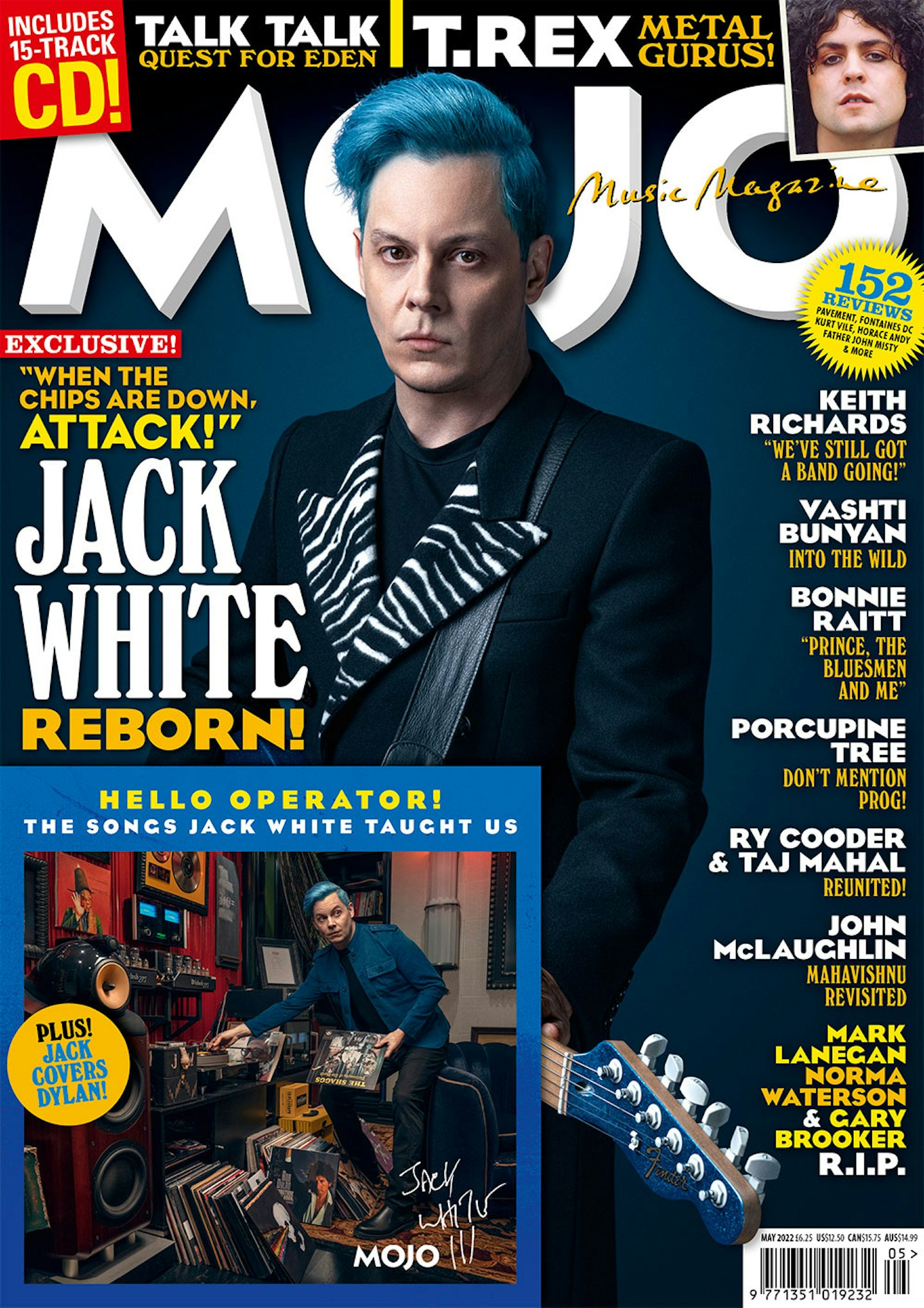 MOJO 342, with blue-haired Jack White on the cover