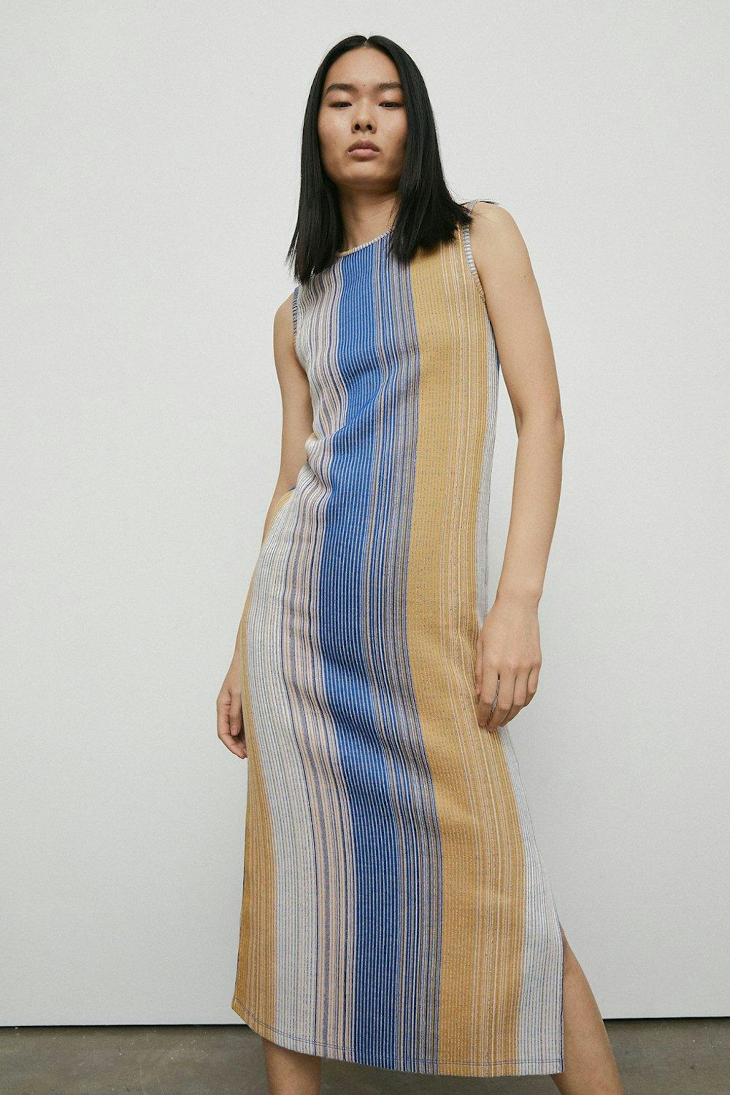 Warehouse, Vertical Stripe Sleeveless Midi Dress, WAS £52 NOW £33.80