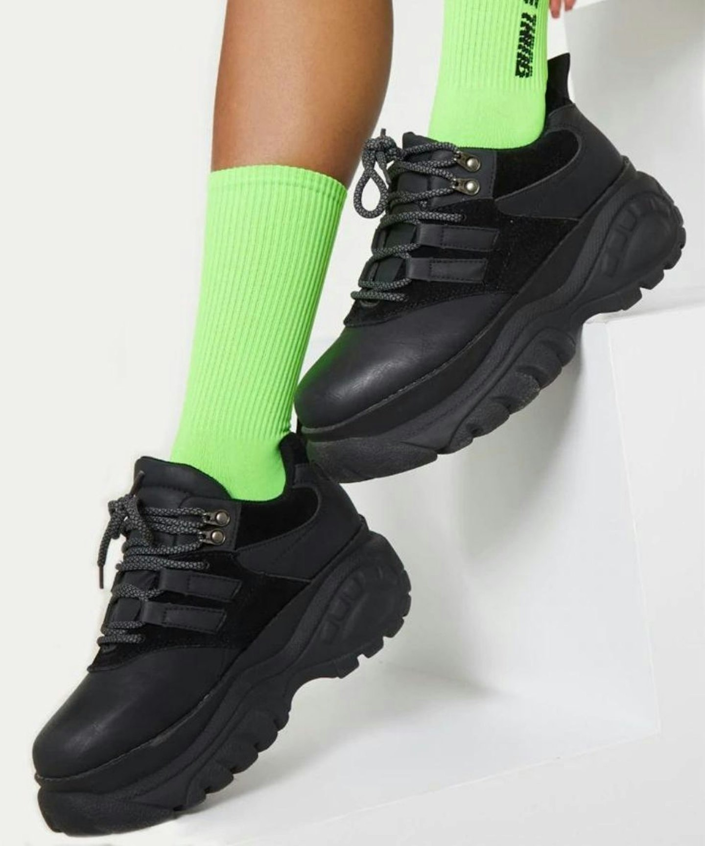 PLT Neon Green Logo Socks