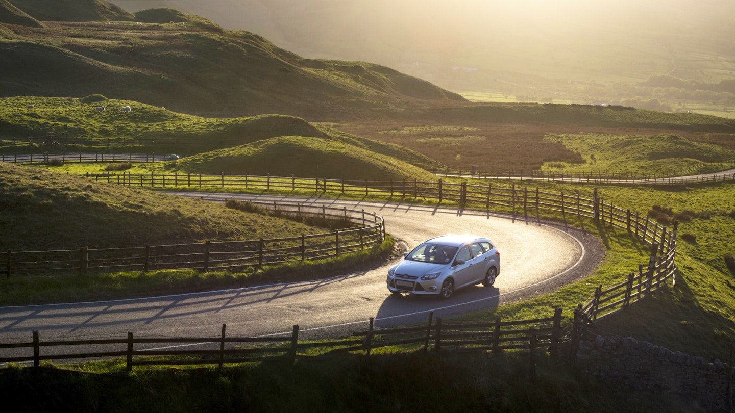 Ford Focus driving in English hills